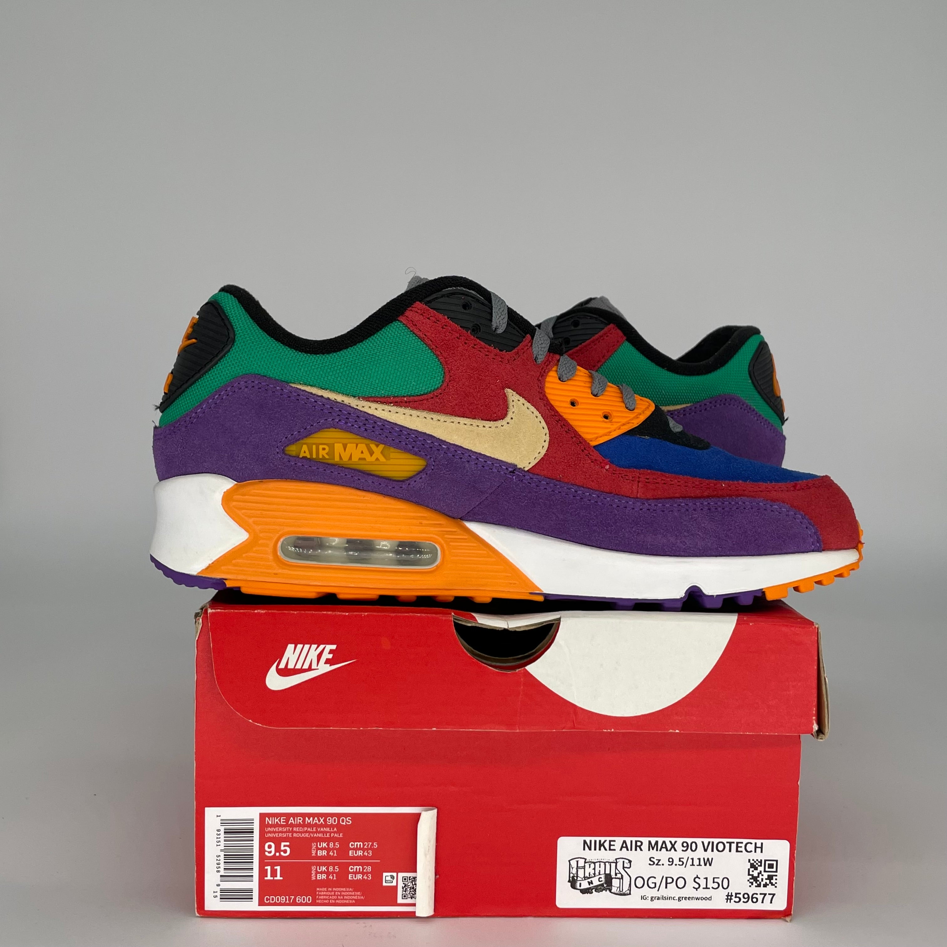 AIR MAX 90 VIOTECH SIZE 9.5 CD0917-600