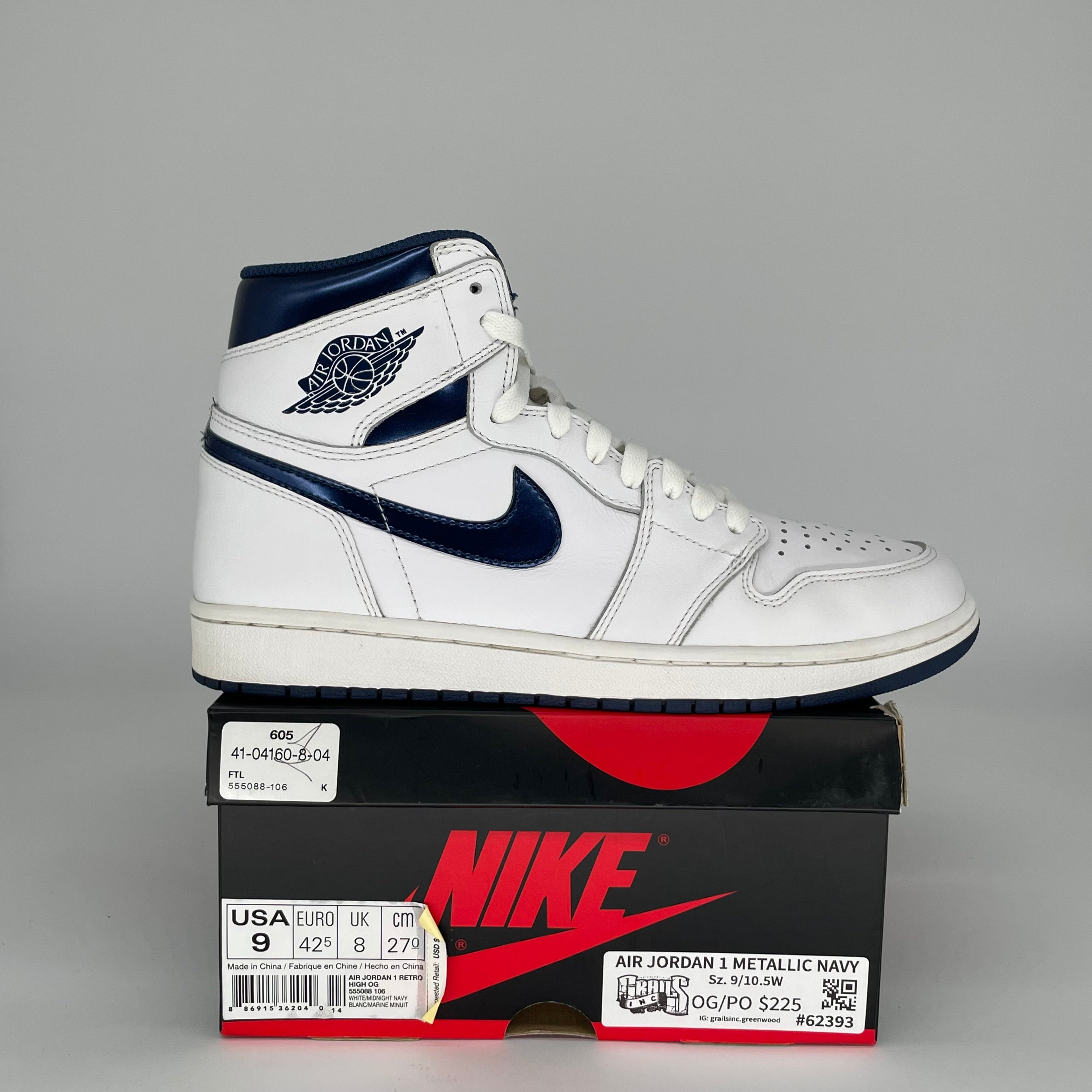 AIR JORDAN 1 METALLIC NAVY SIZE 9 555088-106