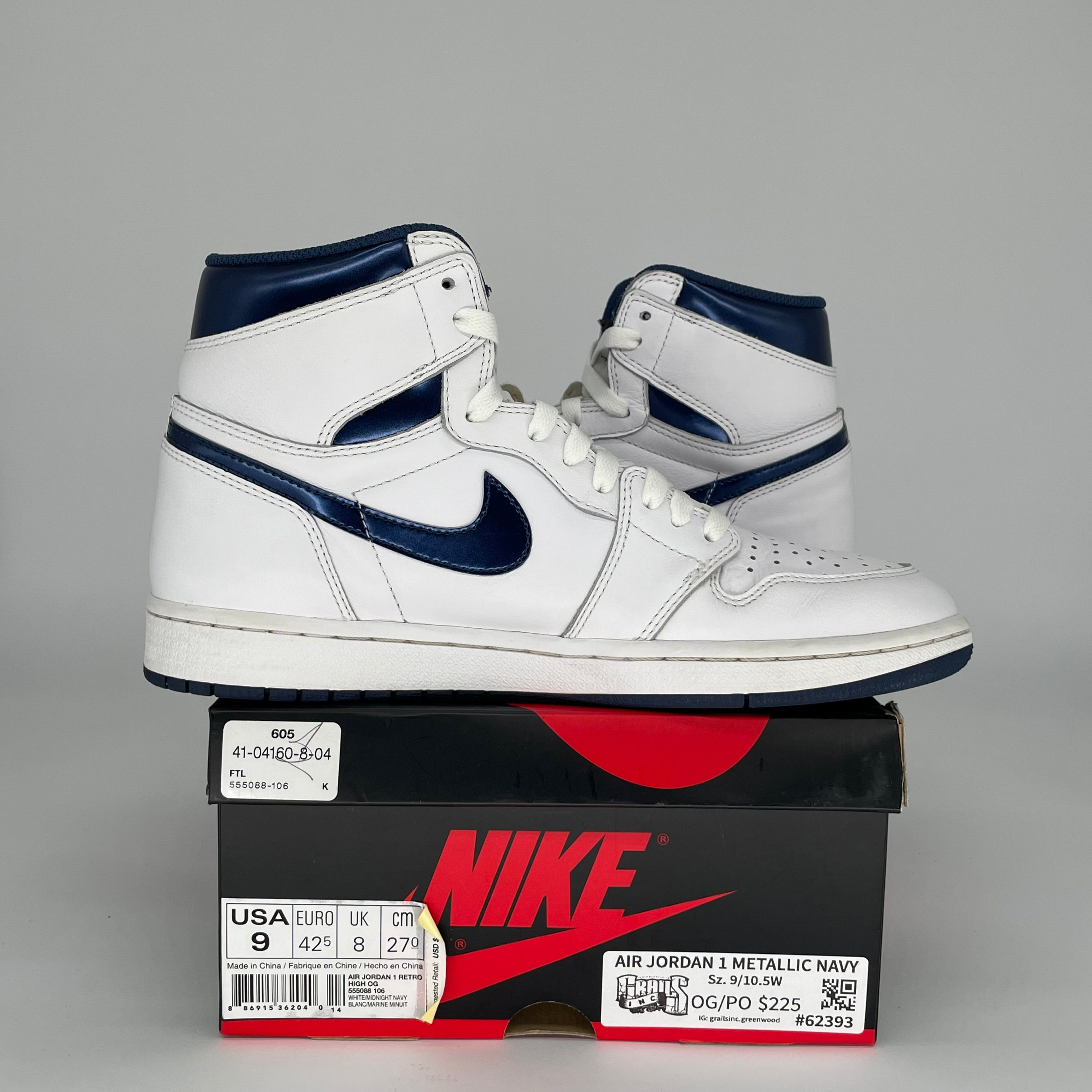 AIR JORDAN 1 METALLIC NAVY SIZE 9 555088-106