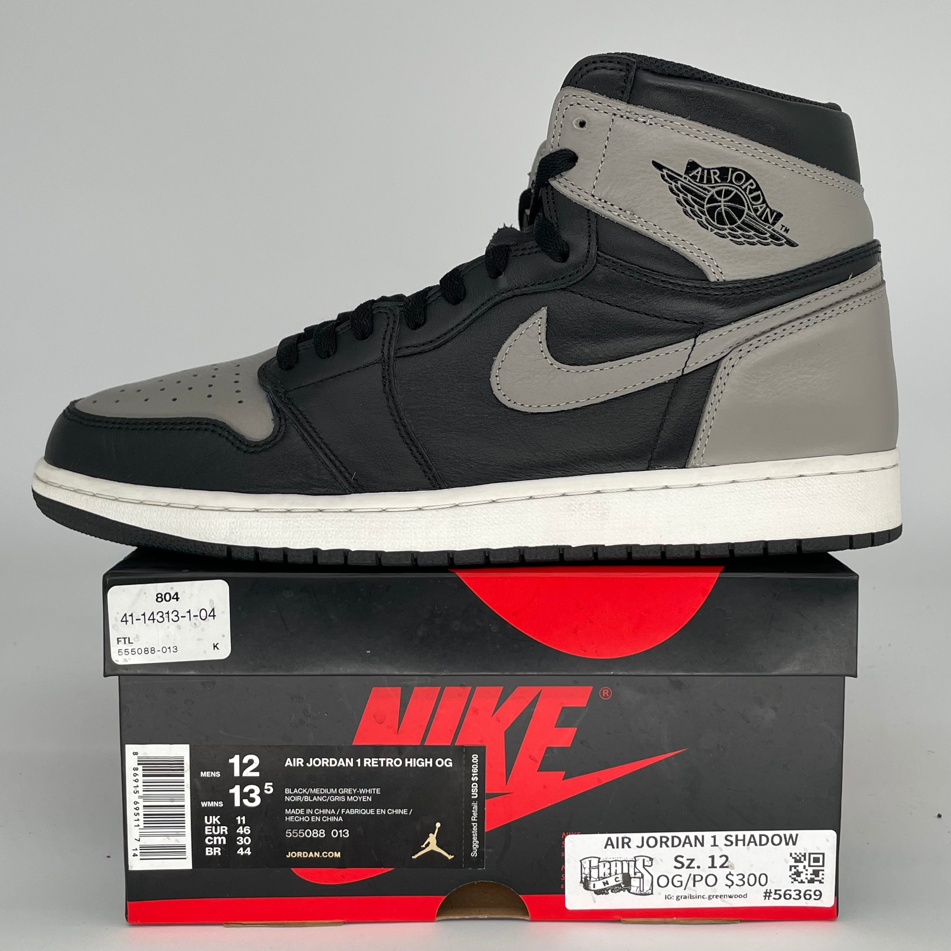 AIR JORDAN 1 SHADOW SIZE 12 555088-013