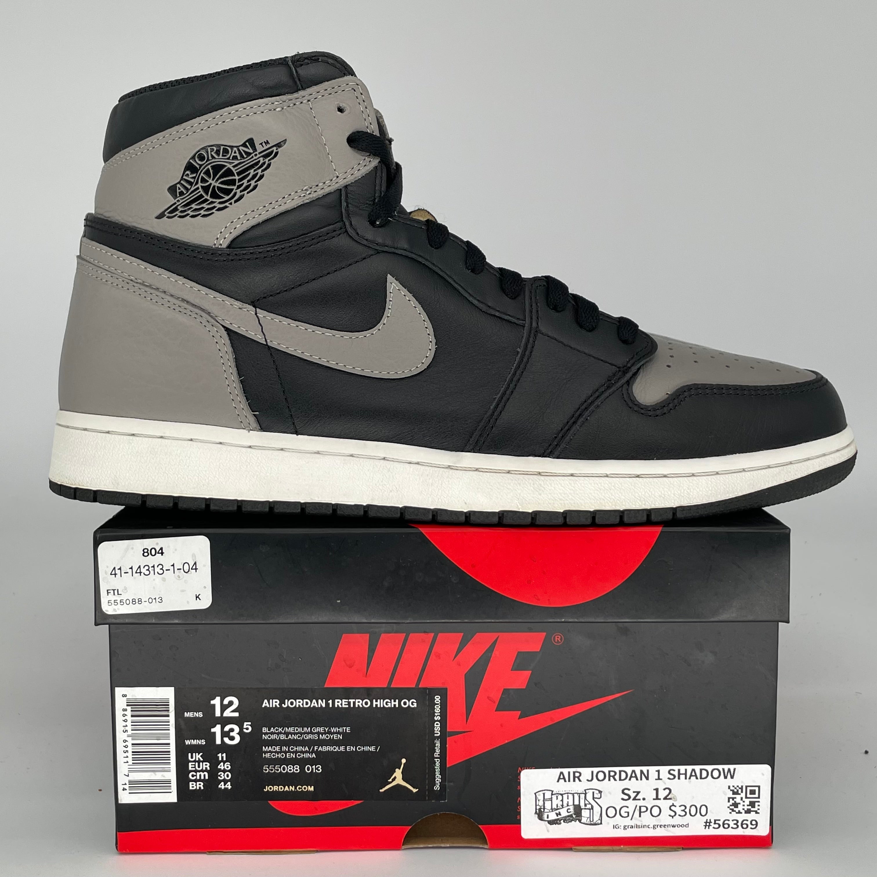 AIR JORDAN 1 SHADOW SIZE 12 555088-013