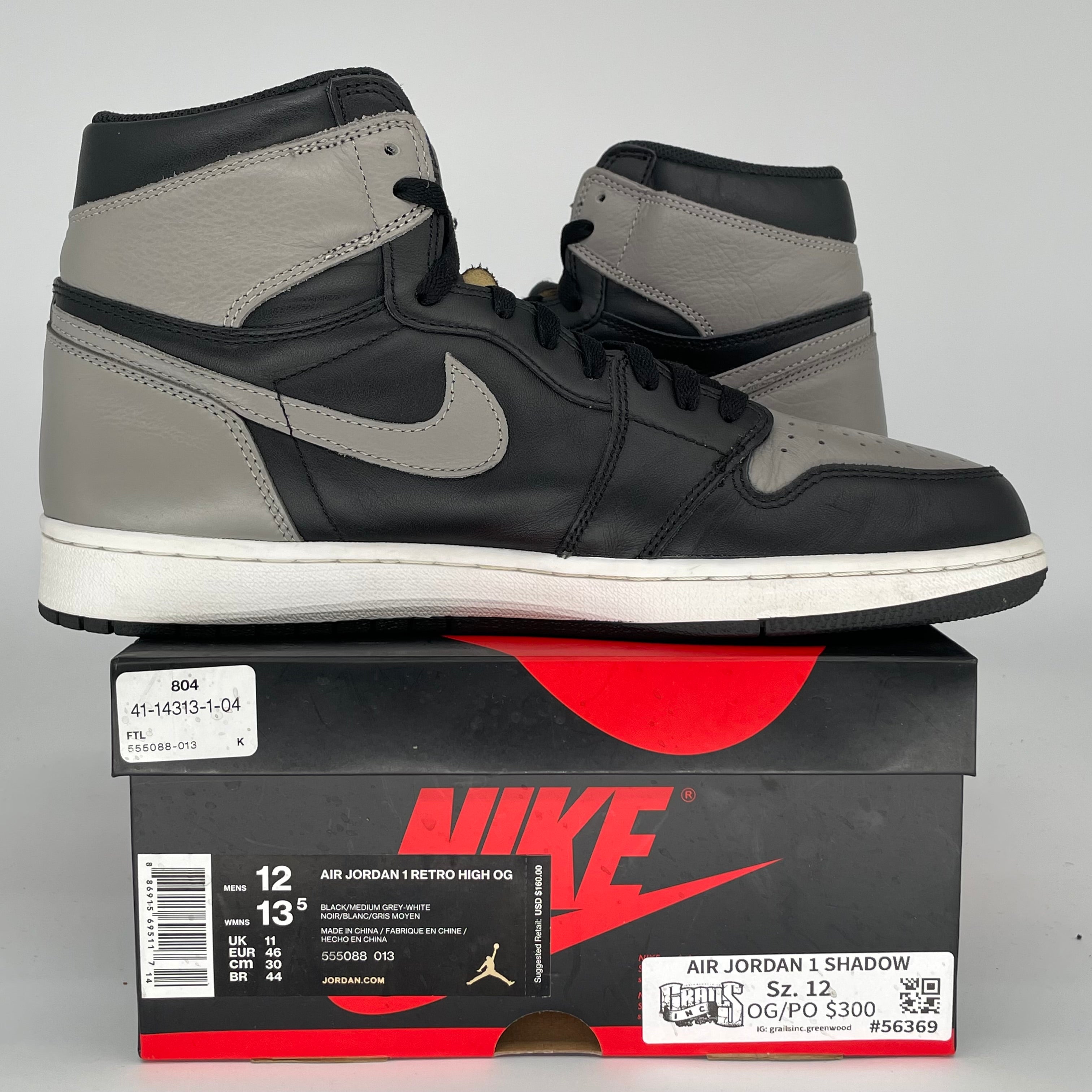 AIR JORDAN 1 SHADOW SIZE 12 555088-013