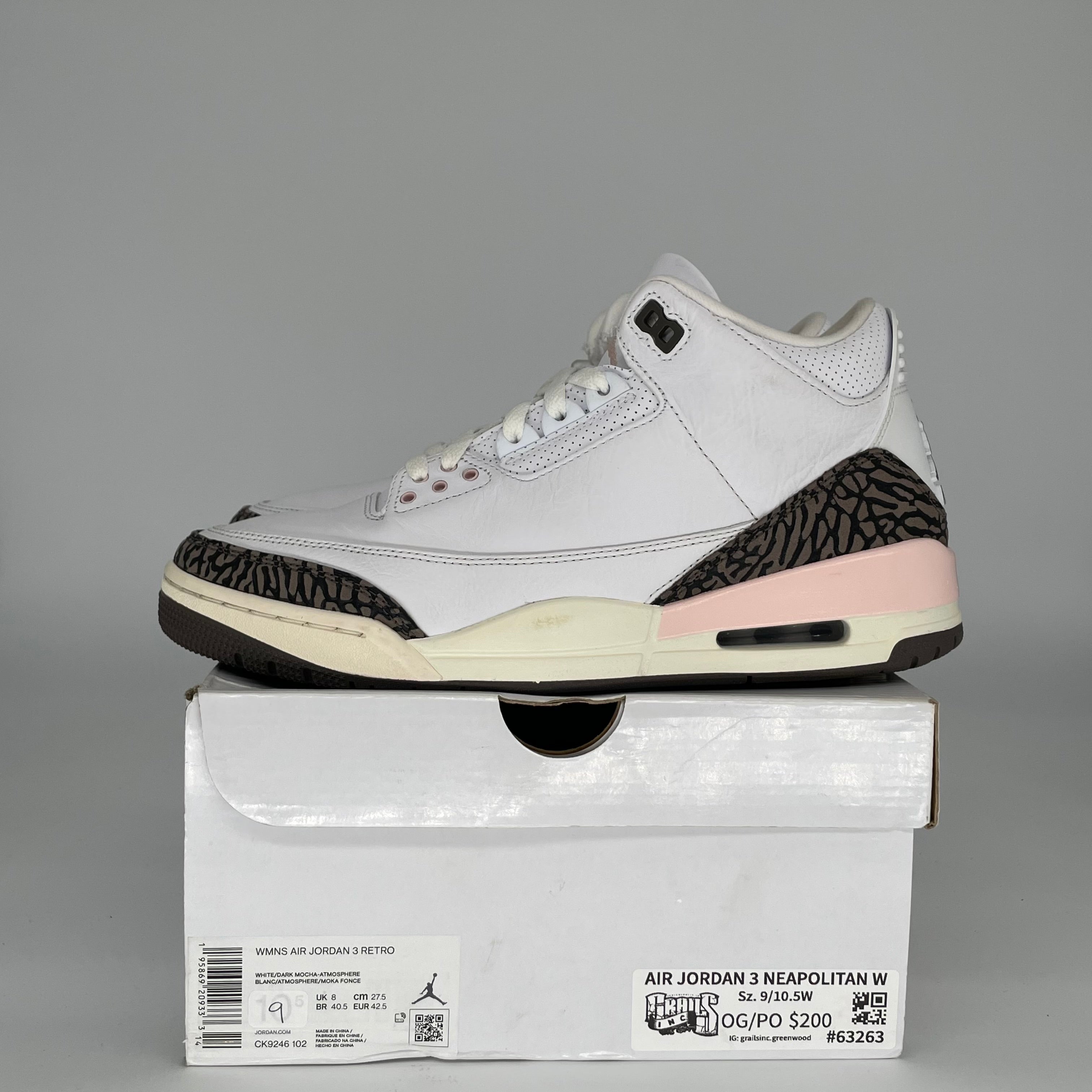 AIR JORDAN 3 NEAPOLITAN W SIZE 9/10.5W CK9246-102