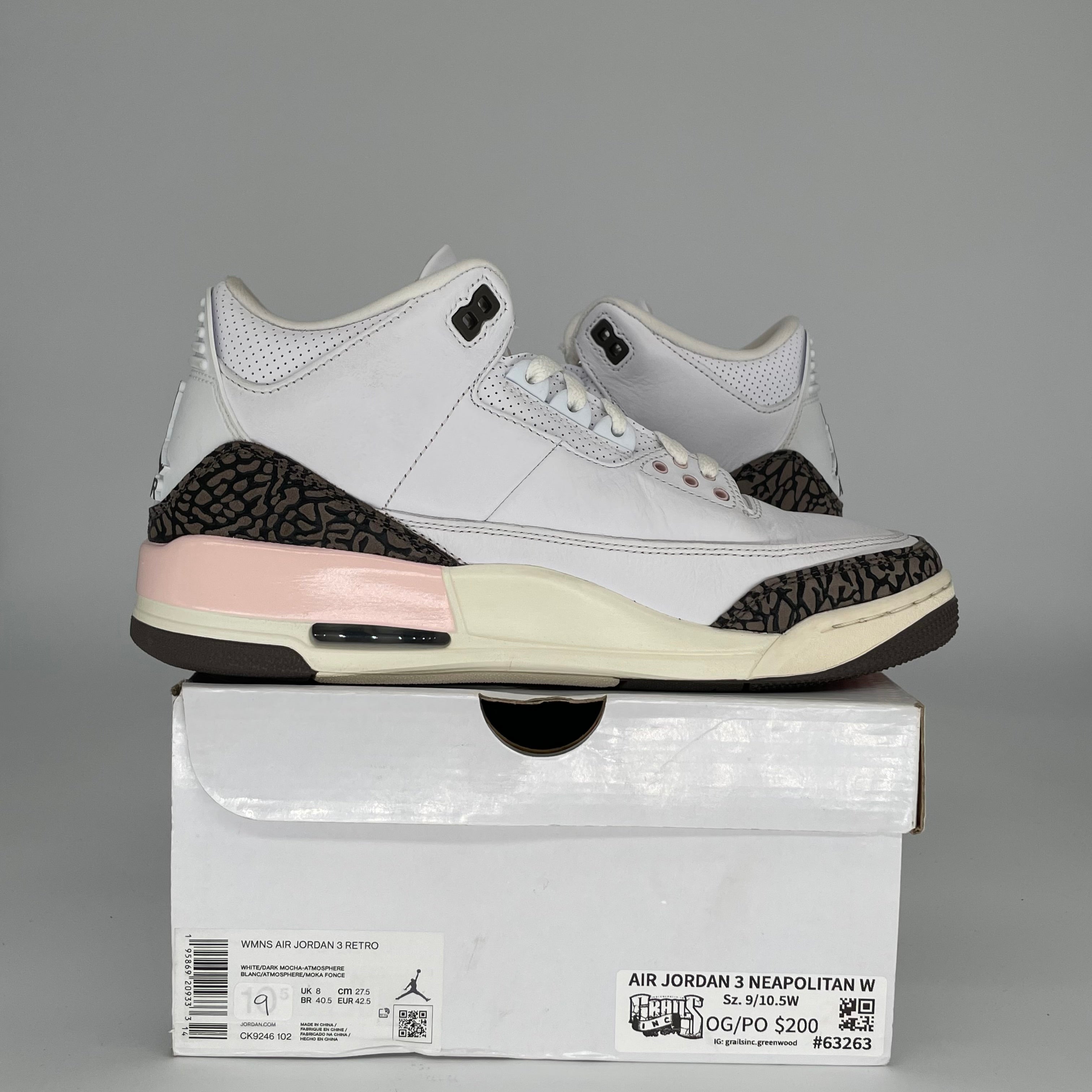 AIR JORDAN 3 NEAPOLITAN W SIZE 9/10.5W CK9246-102