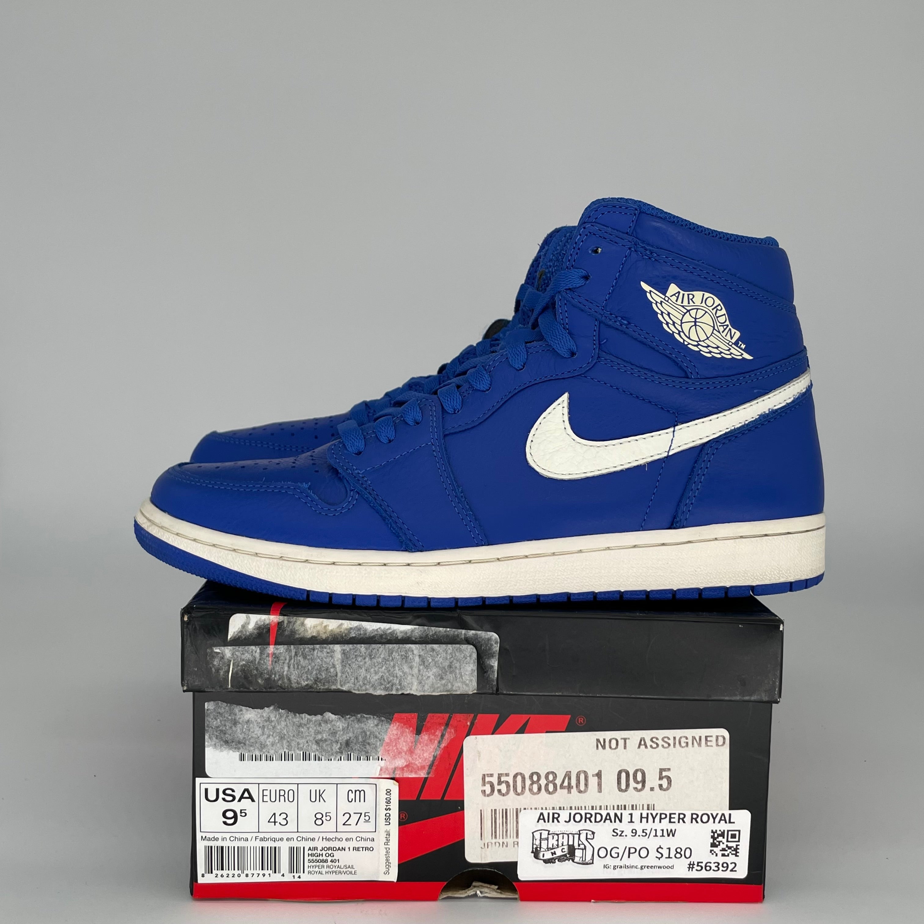 AIR JORDAN 1 HYPER ROYAL SIZE 9.5 555088-401