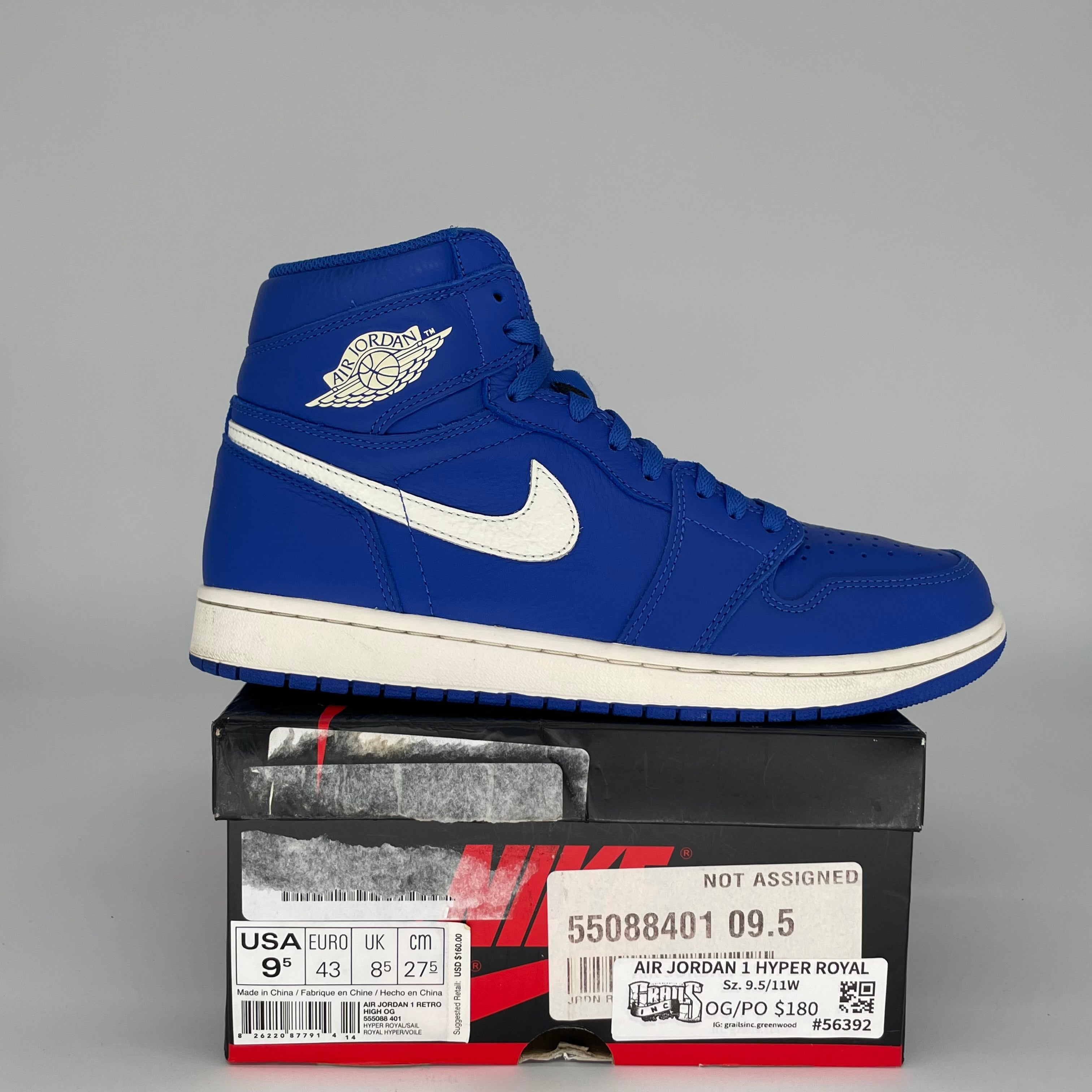 AIR JORDAN 1 HYPER ROYAL SIZE 9.5 555088-401