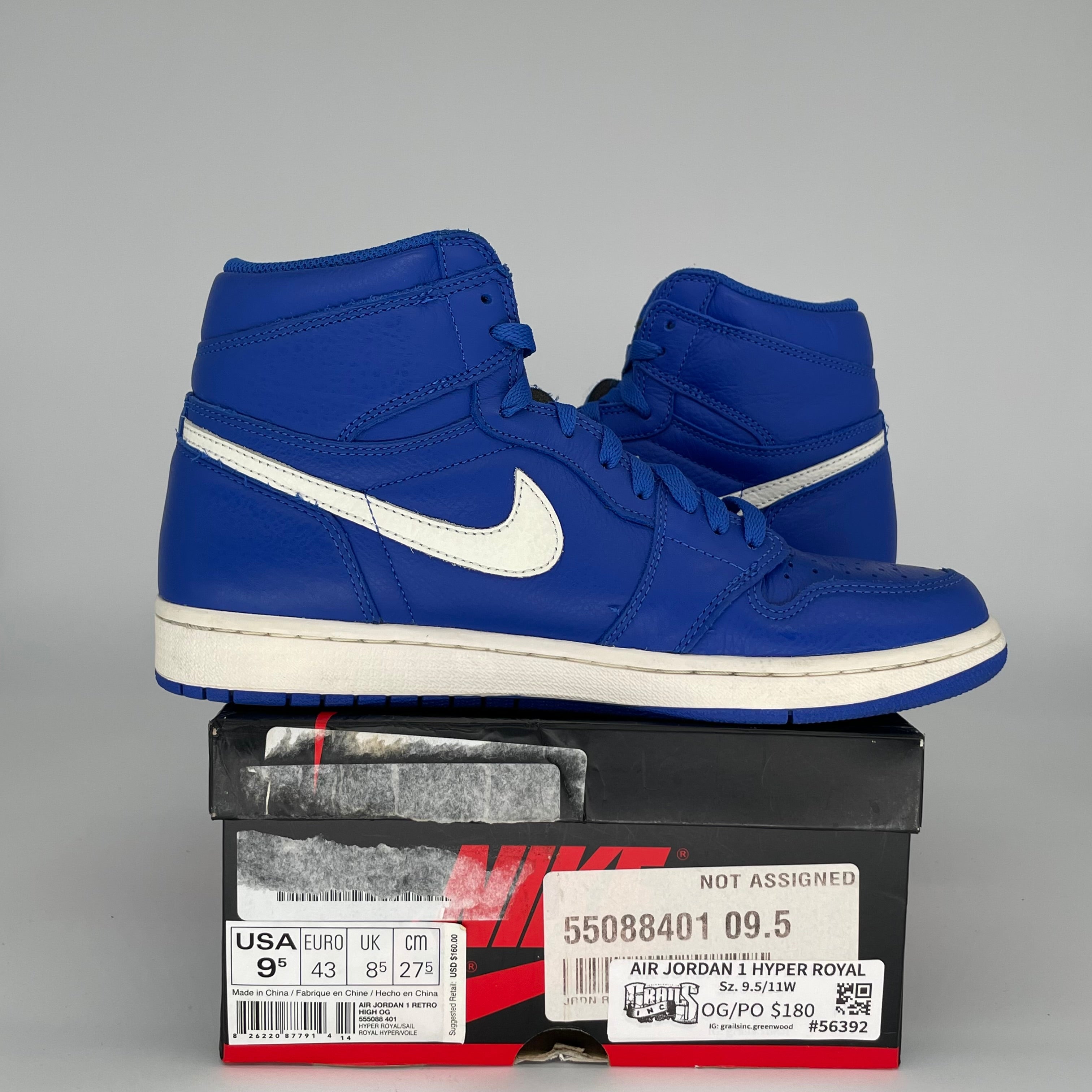 AIR JORDAN 1 HYPER ROYAL SIZE 9.5 555088-401