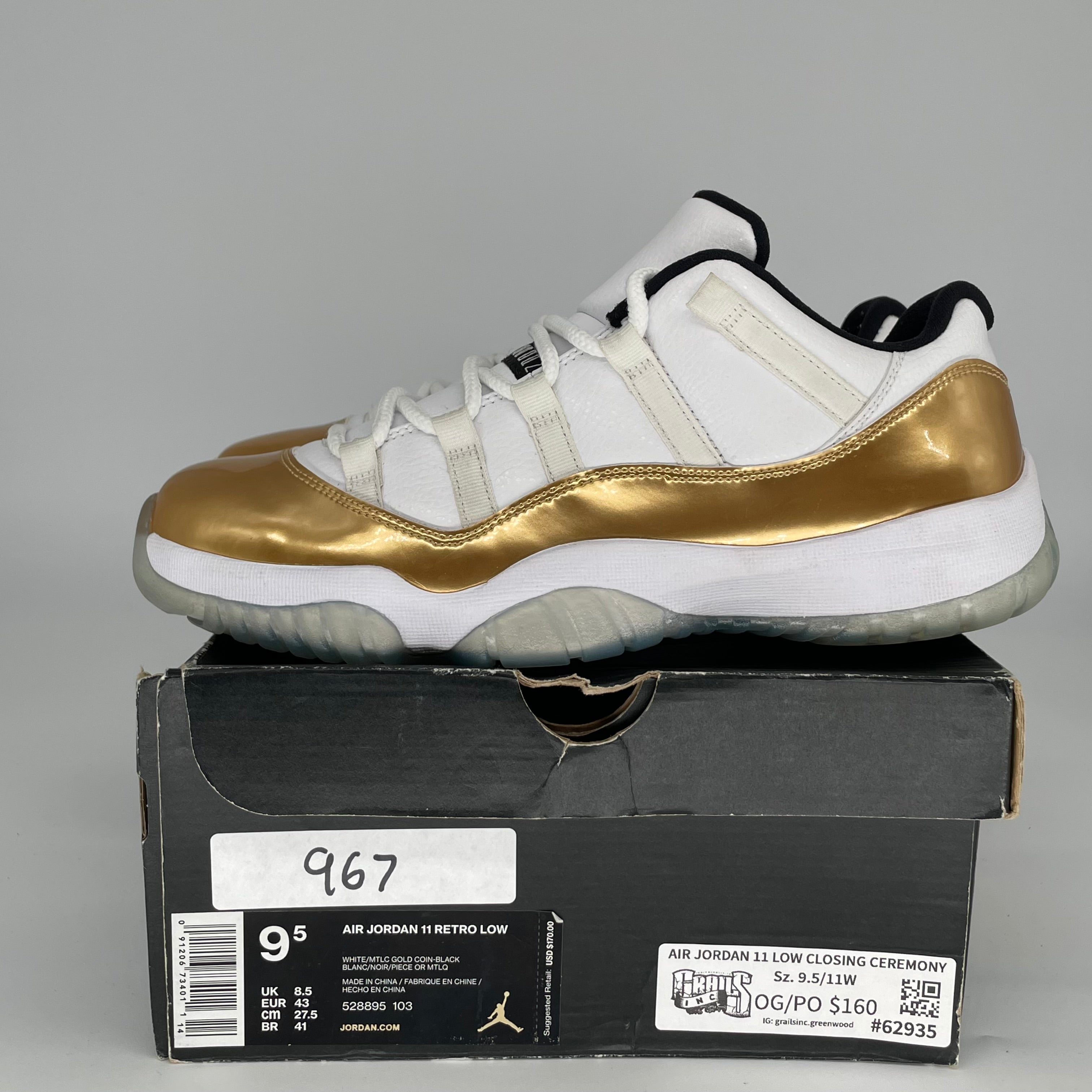 AIR JORDAN 11 LOW CLOSING CEREMONY SIZE 9.5 528895-103