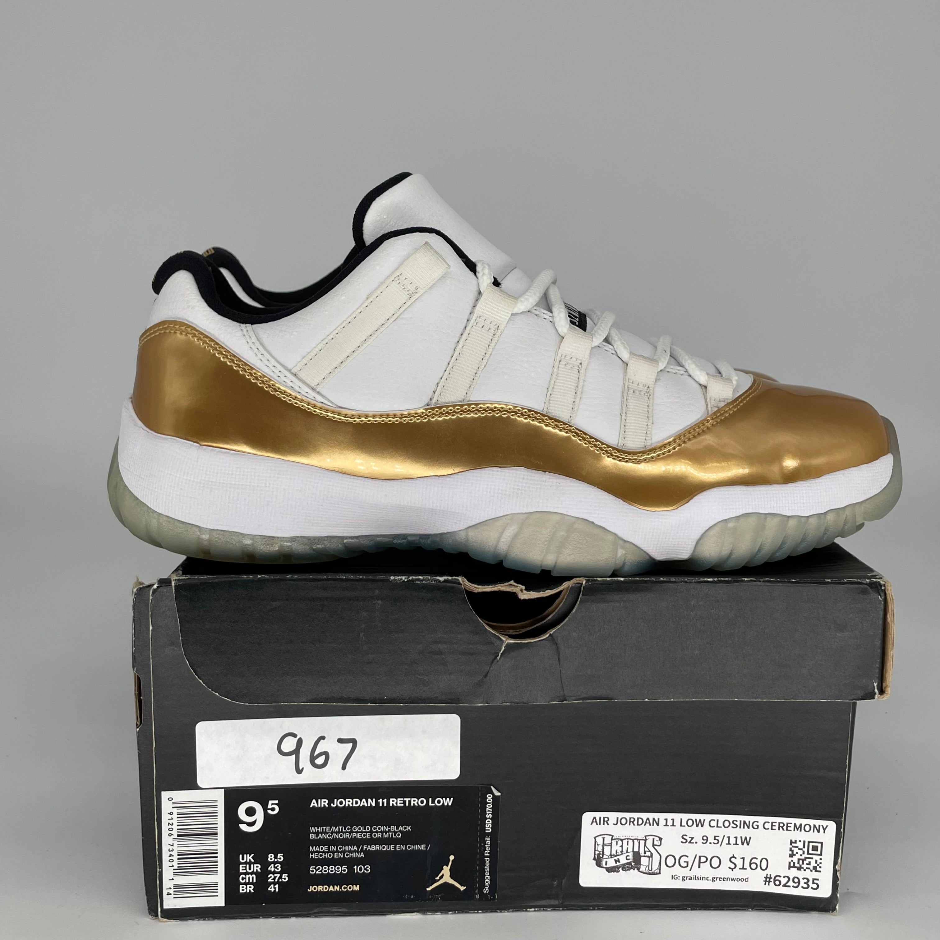 AIR JORDAN 11 LOW CLOSING CEREMONY SIZE 9.5 528895-103