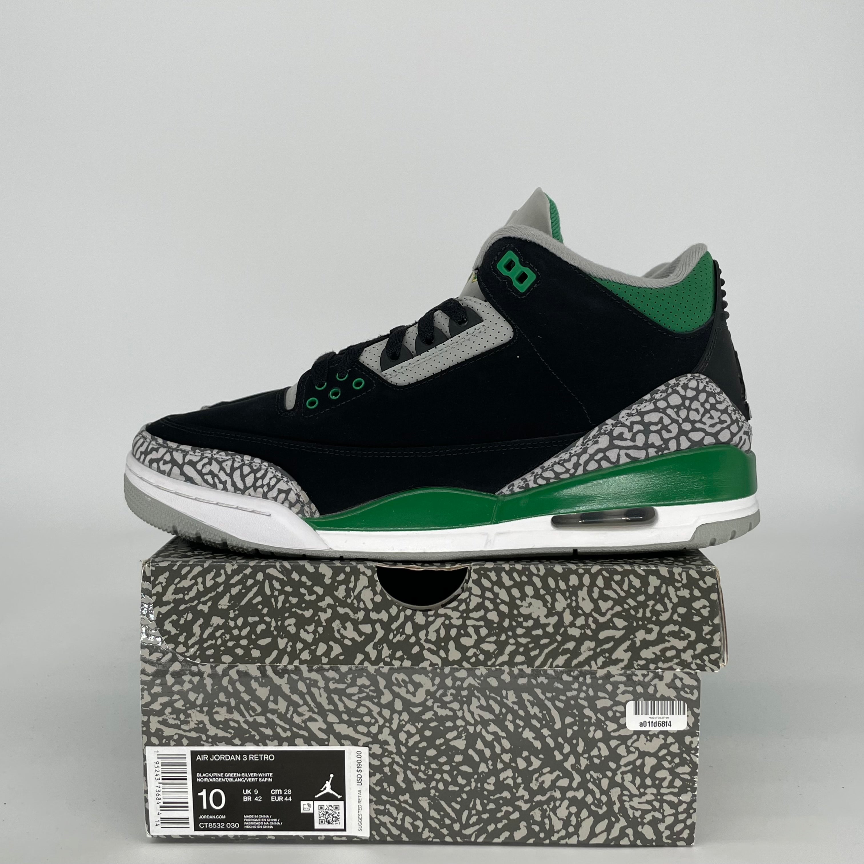 AIR JORDAN 3 PINE GREEN SIZE 10 CT8532-030