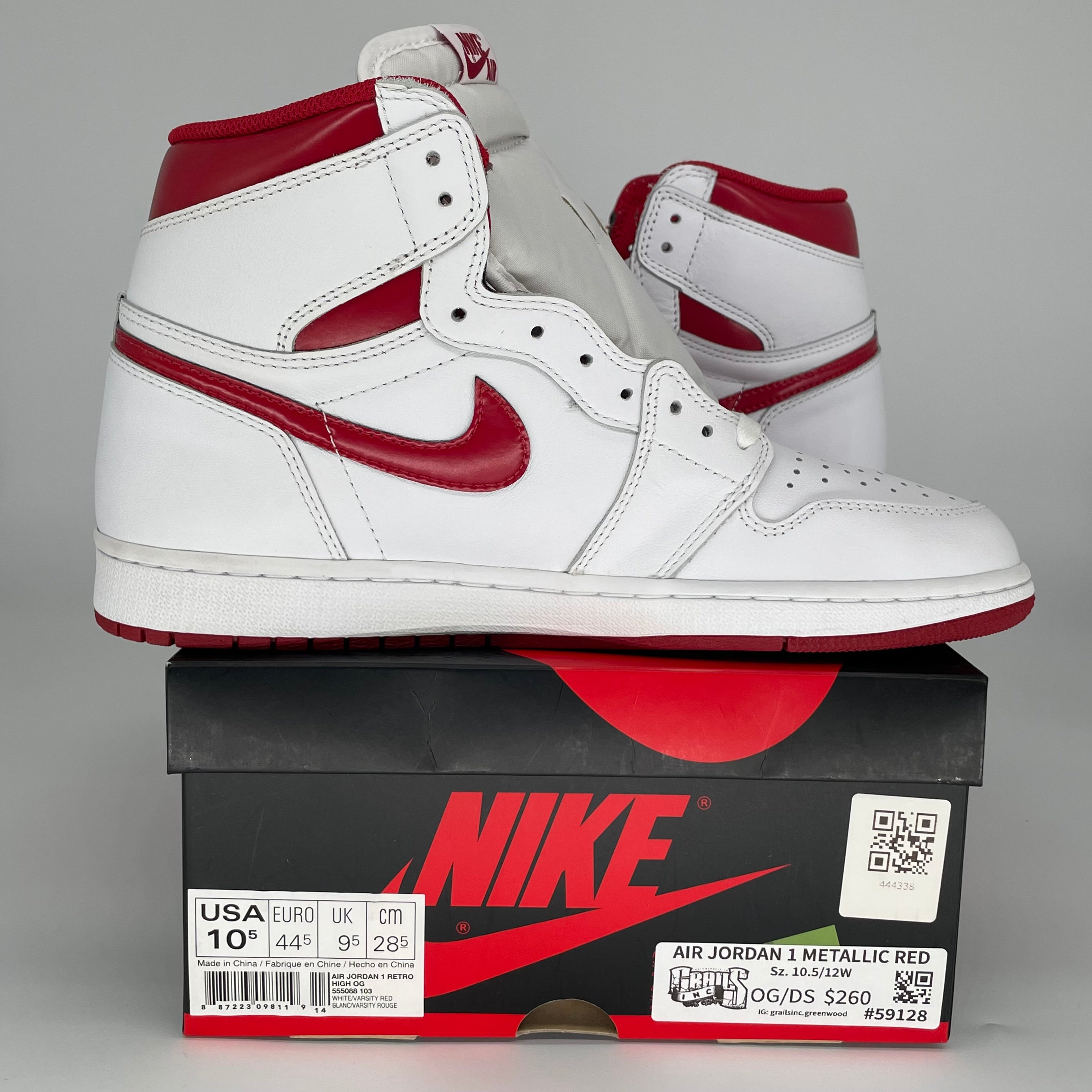 AIR JORDAN 1 METALLIC RED SIZE 10.5 555088-103