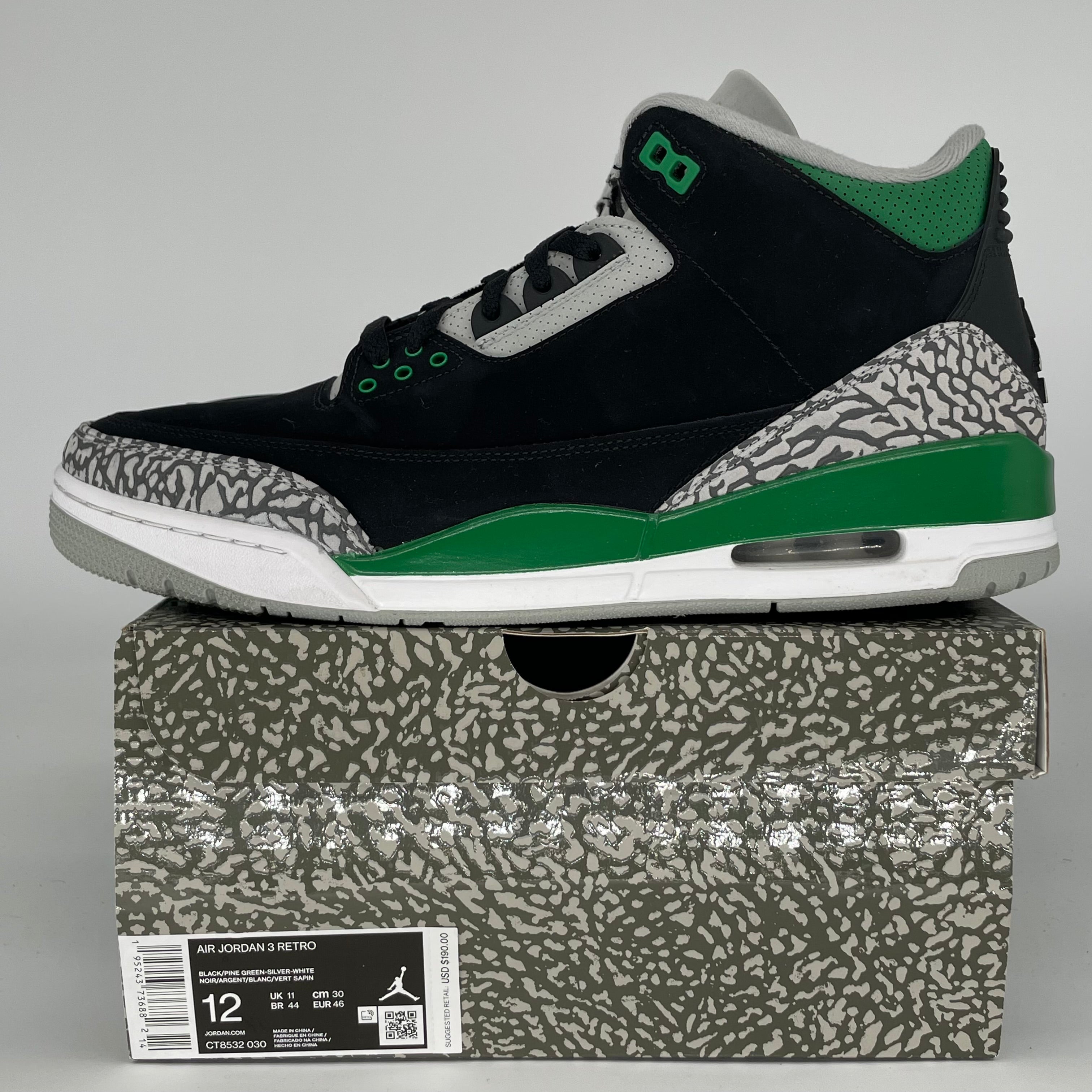 AIR JORDAN 3 PINE GREEN SIZE 12 CT8532-030