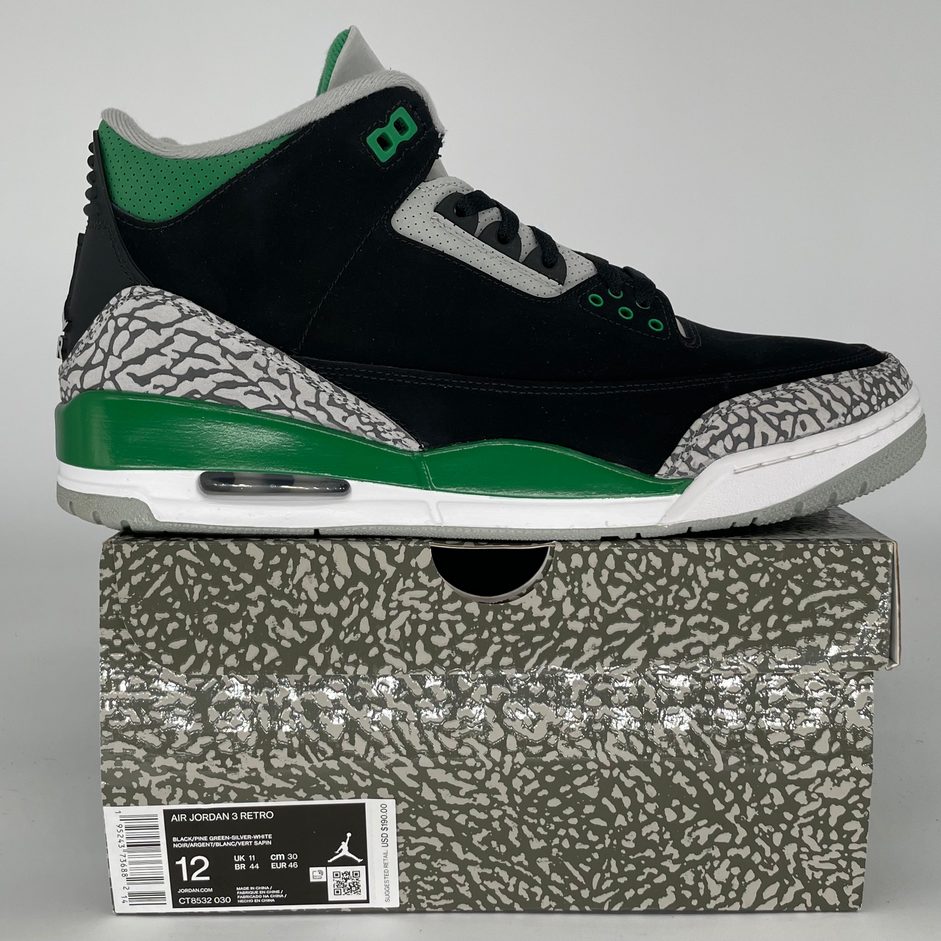 AIR JORDAN 3 PINE GREEN SIZE 12 CT8532-030