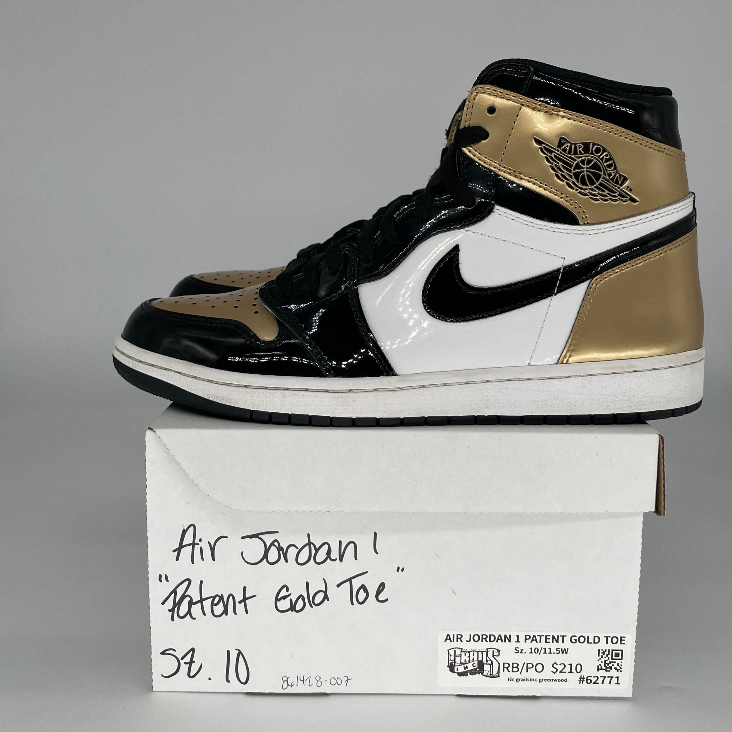 AIR JORDAN 1 PATENT GOLD TOE SIZE 10 861428-007