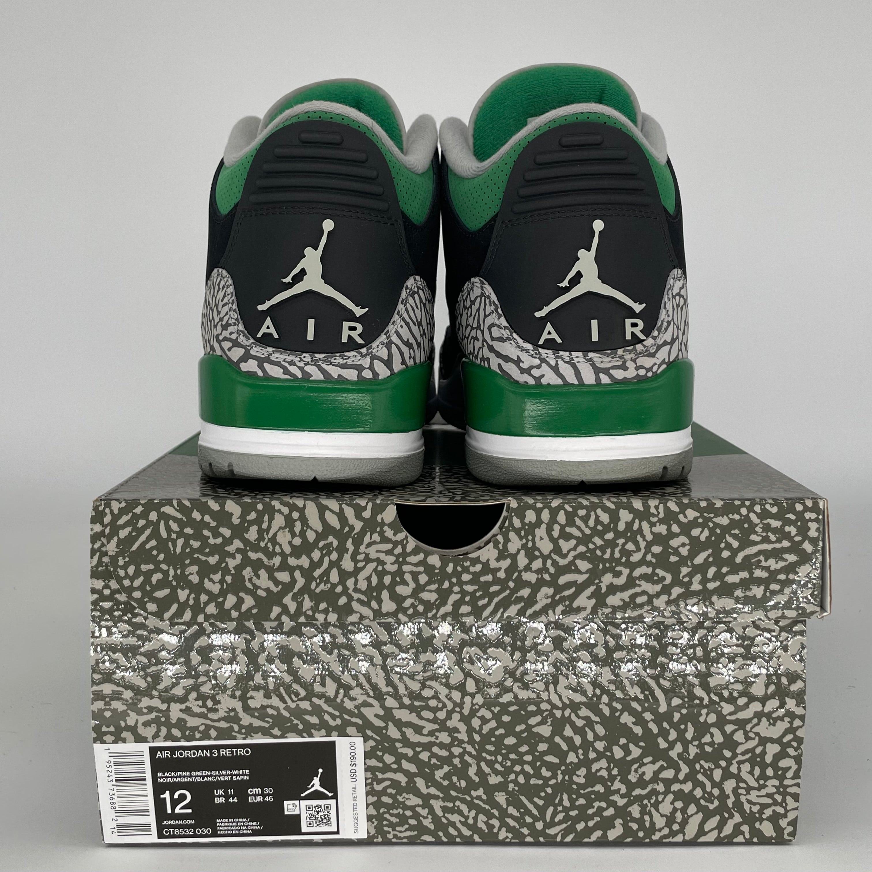 AIR JORDAN 3 PINE GREEN SIZE 12 CT8532-030