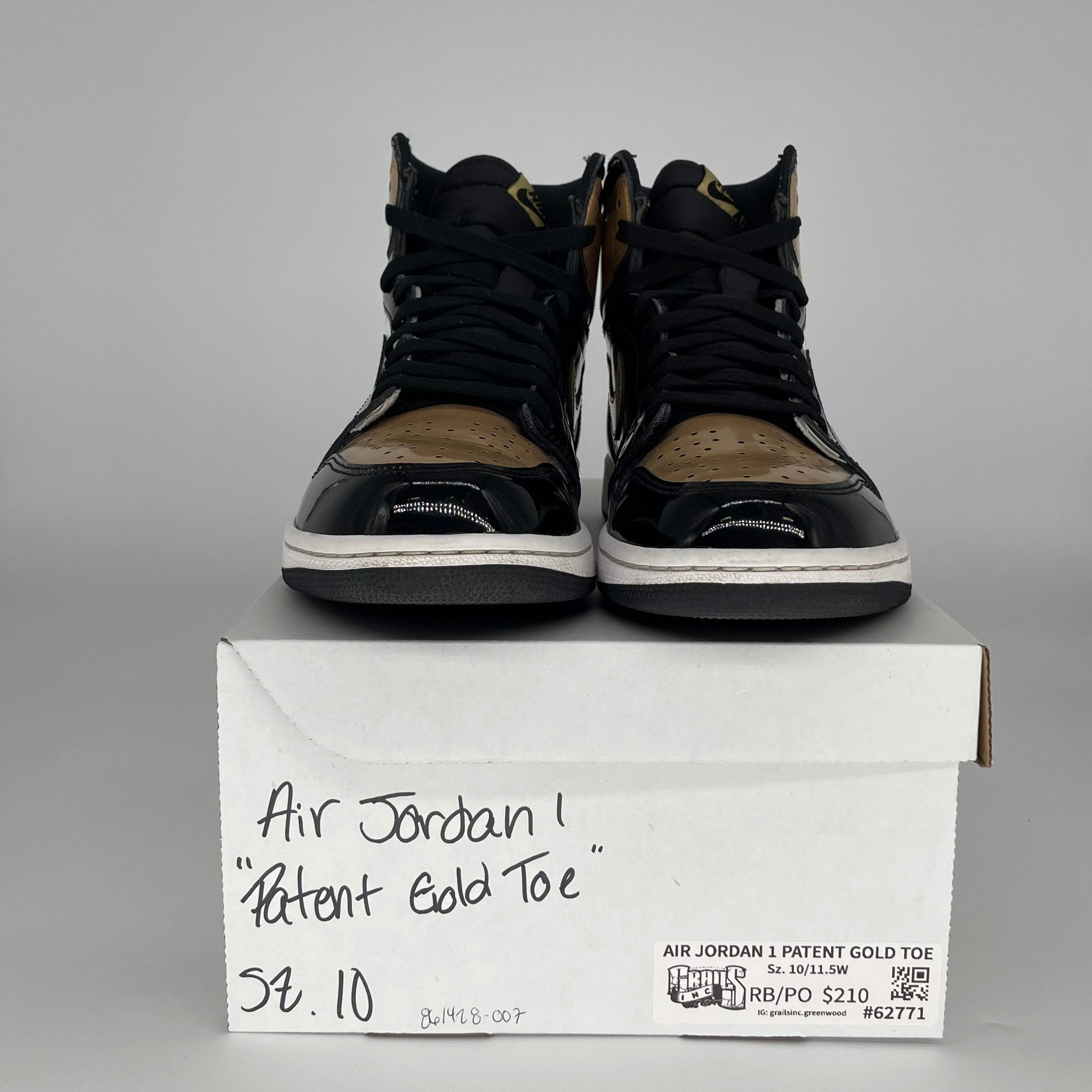 AIR JORDAN 1 PATENT GOLD TOE SIZE 10 861428-007