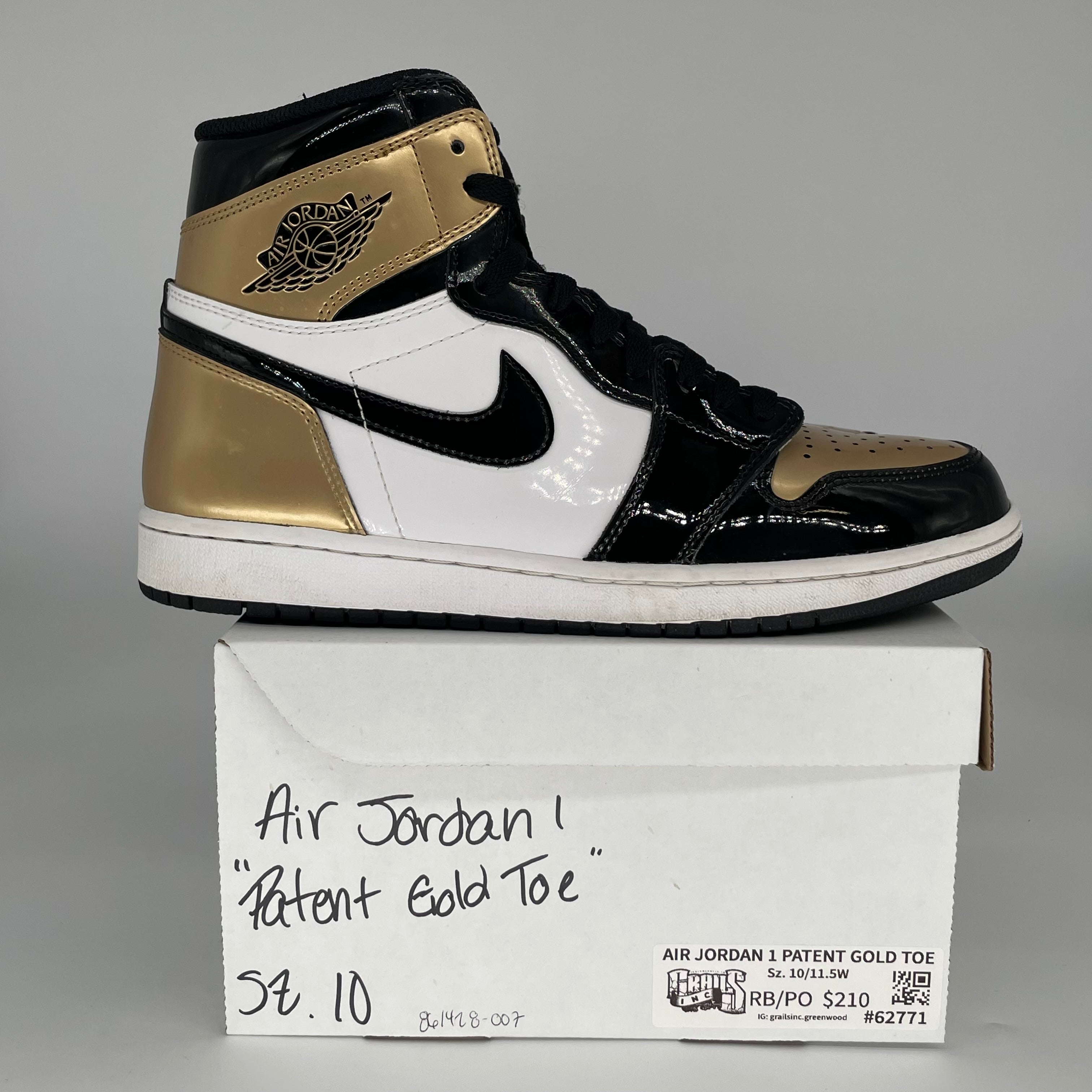 AIR JORDAN 1 PATENT GOLD TOE SIZE 10 861428-007