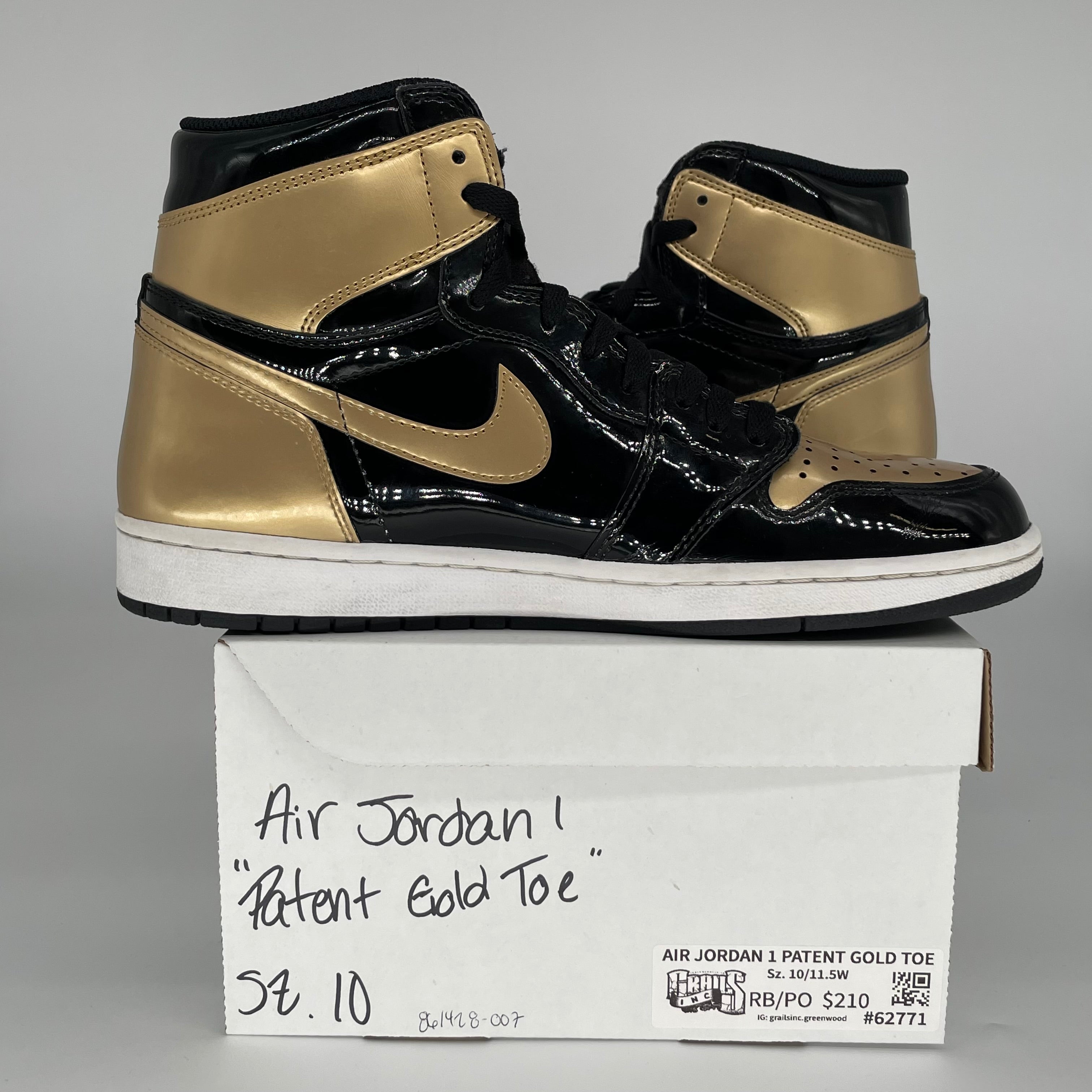 AIR JORDAN 1 PATENT GOLD TOE SIZE 10 861428-007