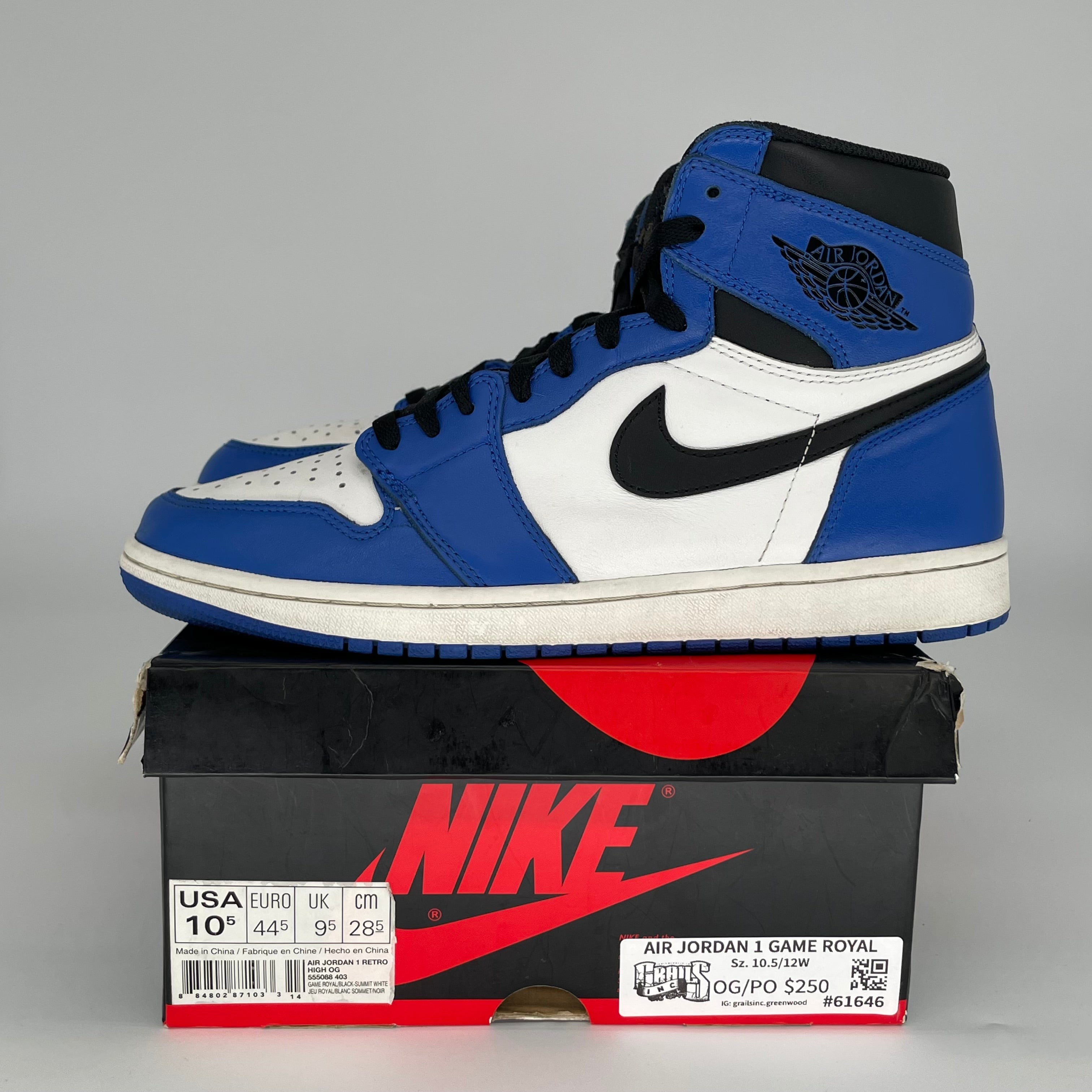 AIR JORDAN 1 GAME ROYAL SIZE 10.5 555088-403