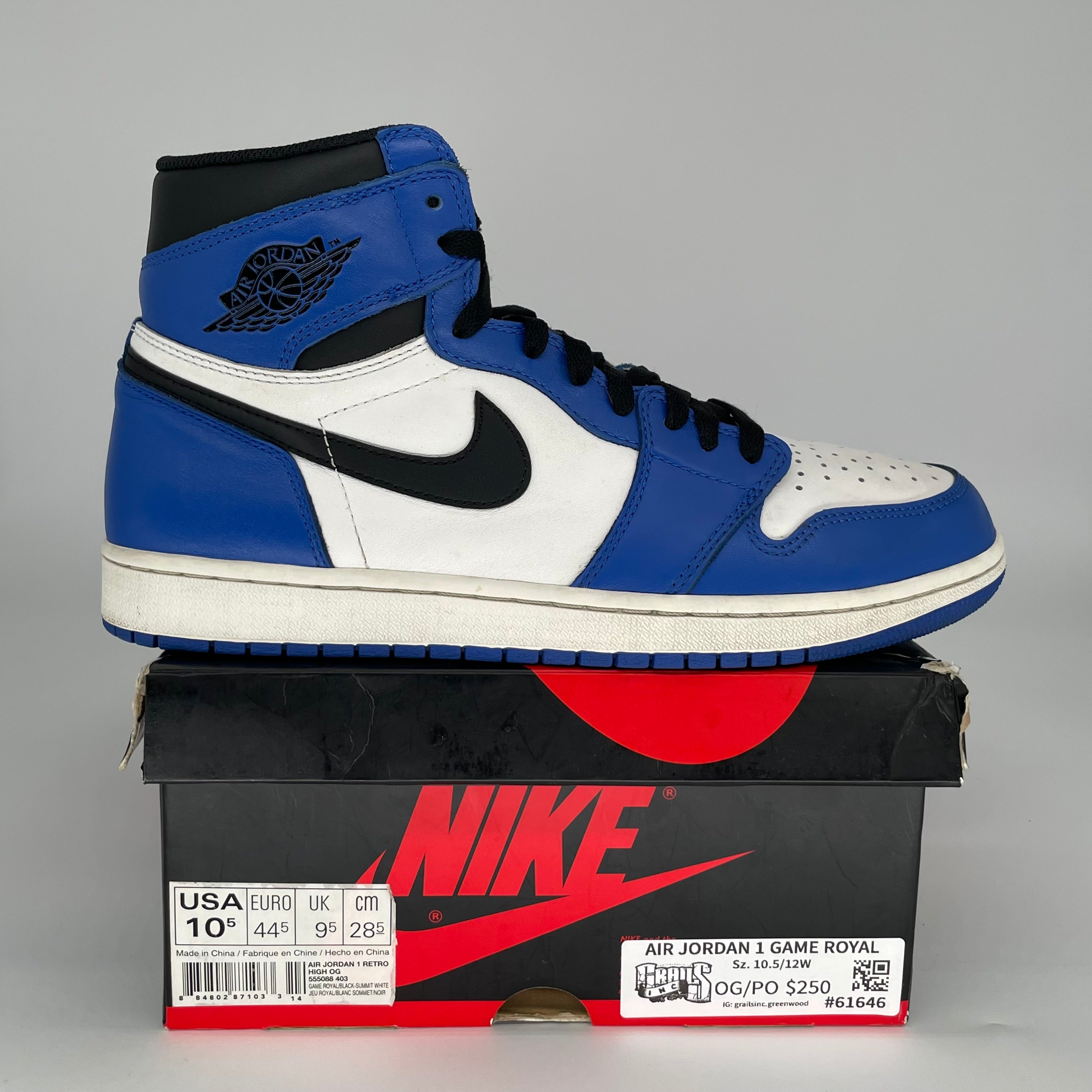 AIR JORDAN 1 GAME ROYAL SIZE 10.5 555088-403