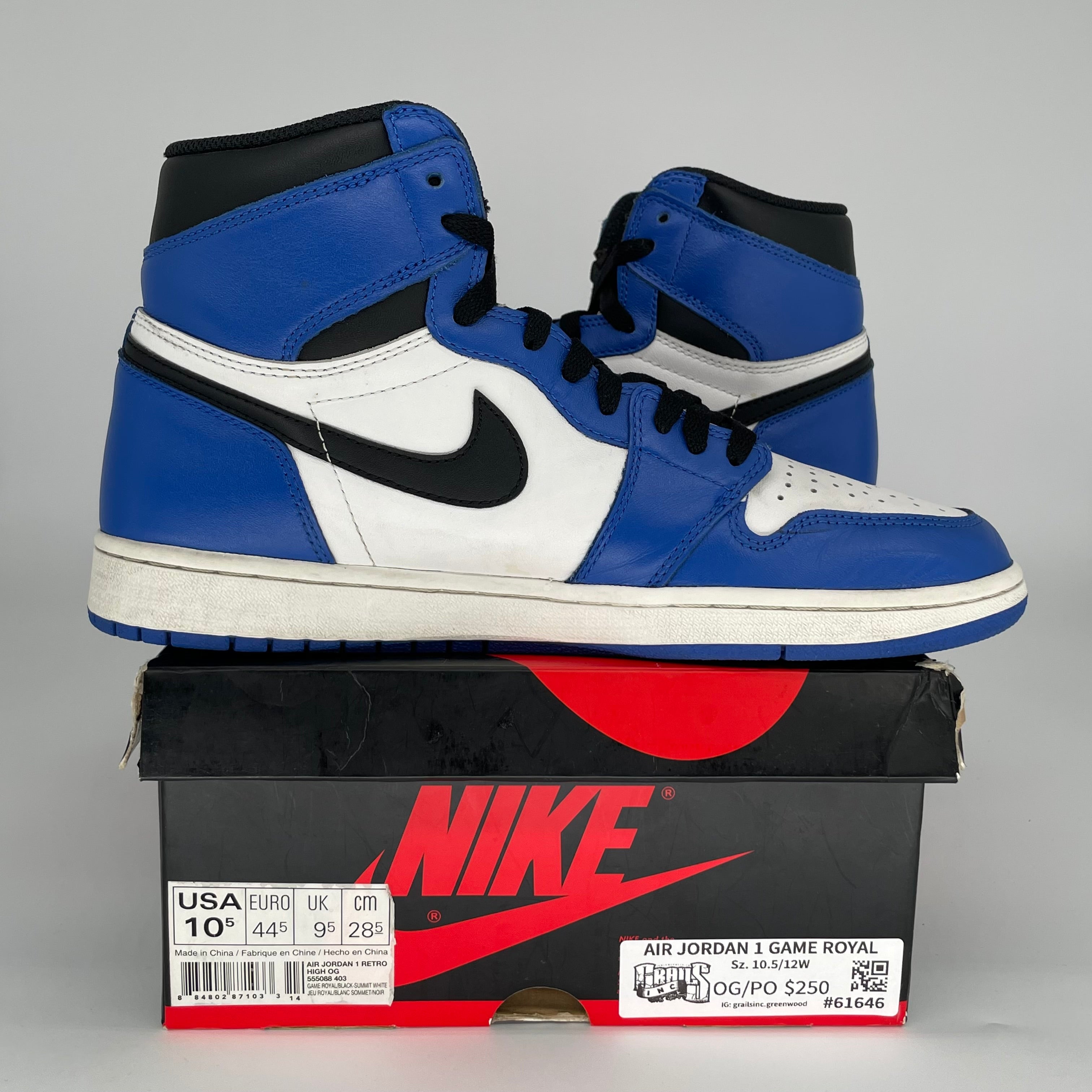 AIR JORDAN 1 GAME ROYAL SIZE 10.5 555088-403