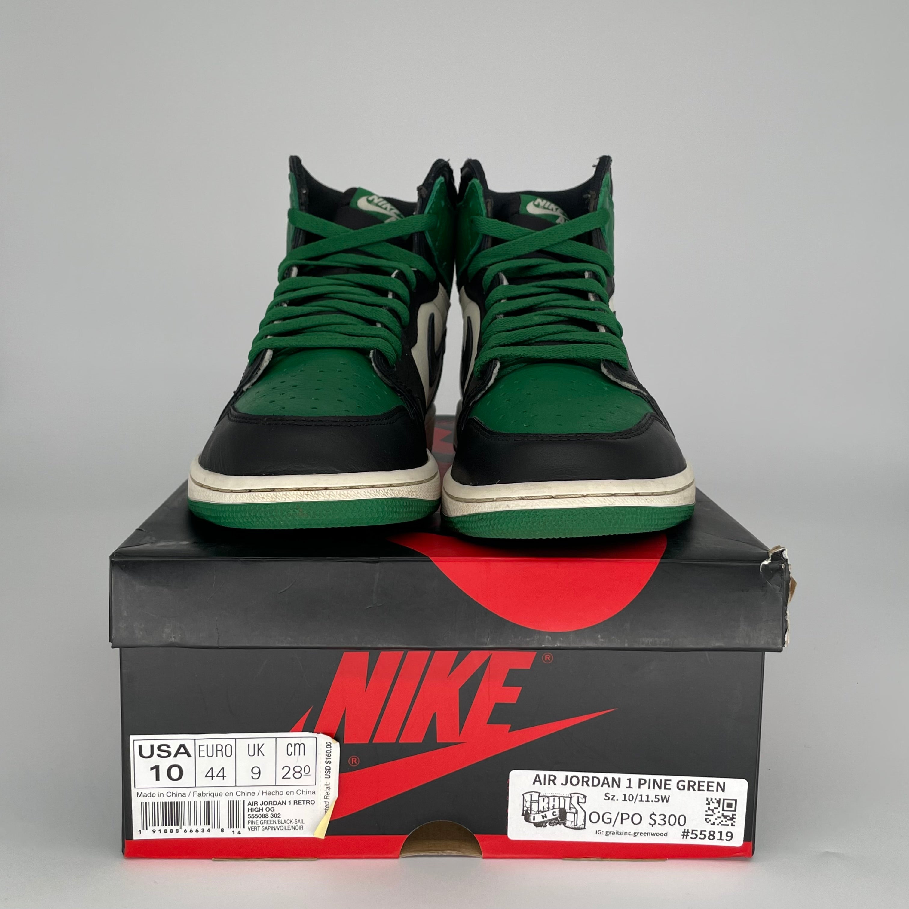 AIR JORDAN 1 PINE GREEN SIZE 10 555088-302