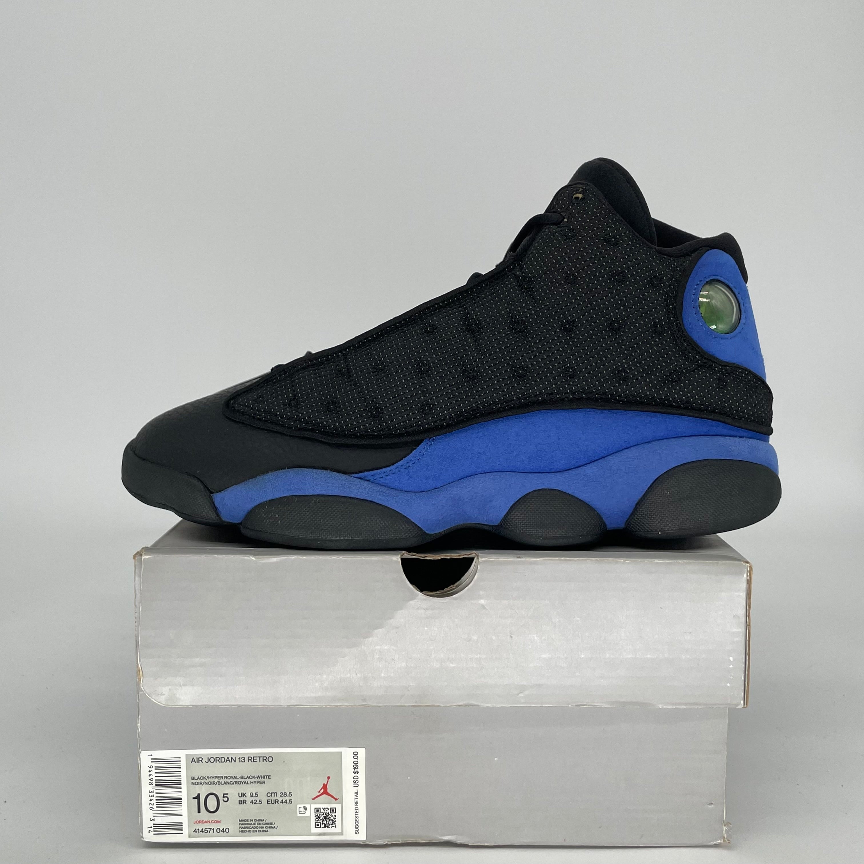 AIR JORDAN 13 HYPER ROYAL BLACK SIZE 10.5 414571-040