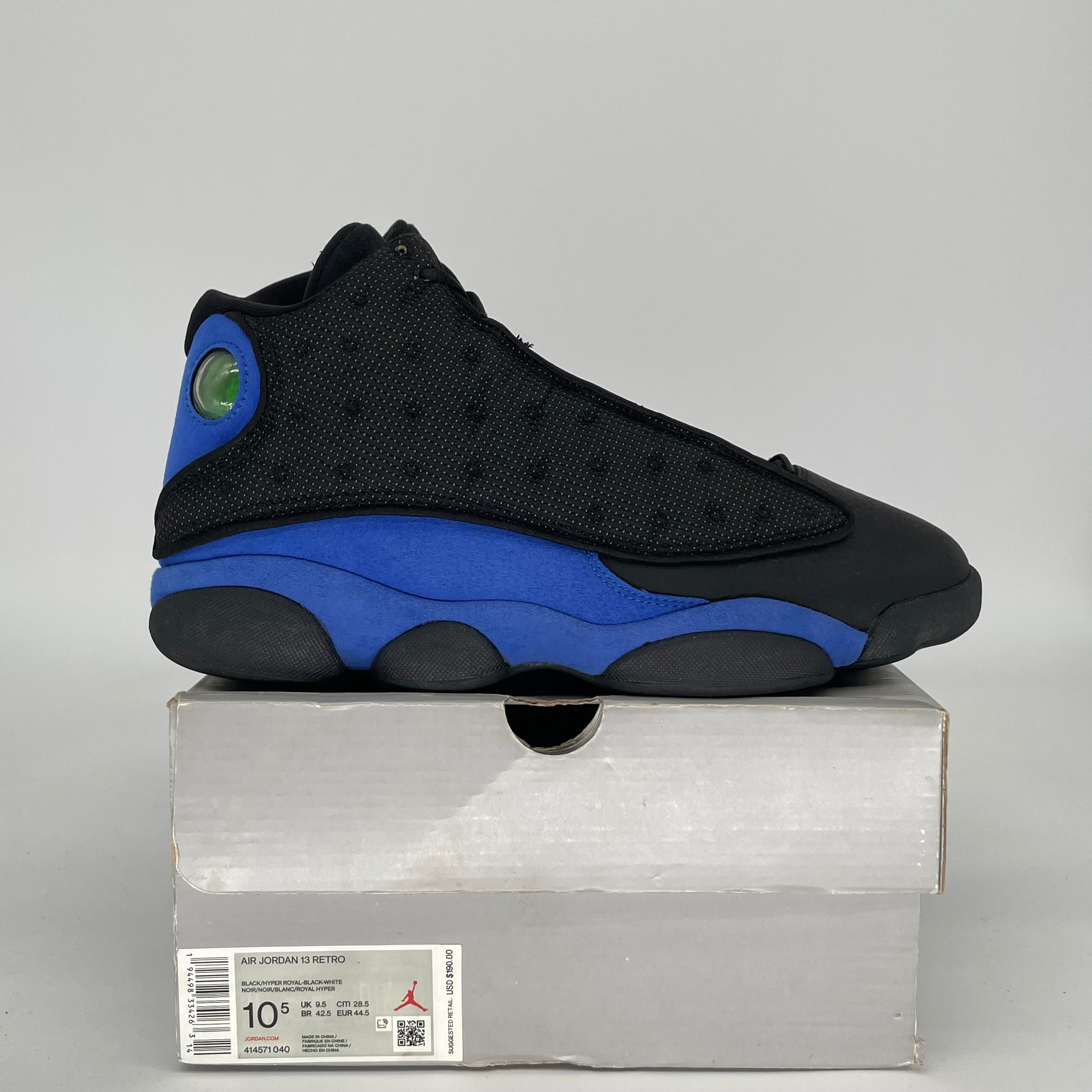 AIR JORDAN 13 HYPER ROYAL BLACK SIZE 10.5 414571-040