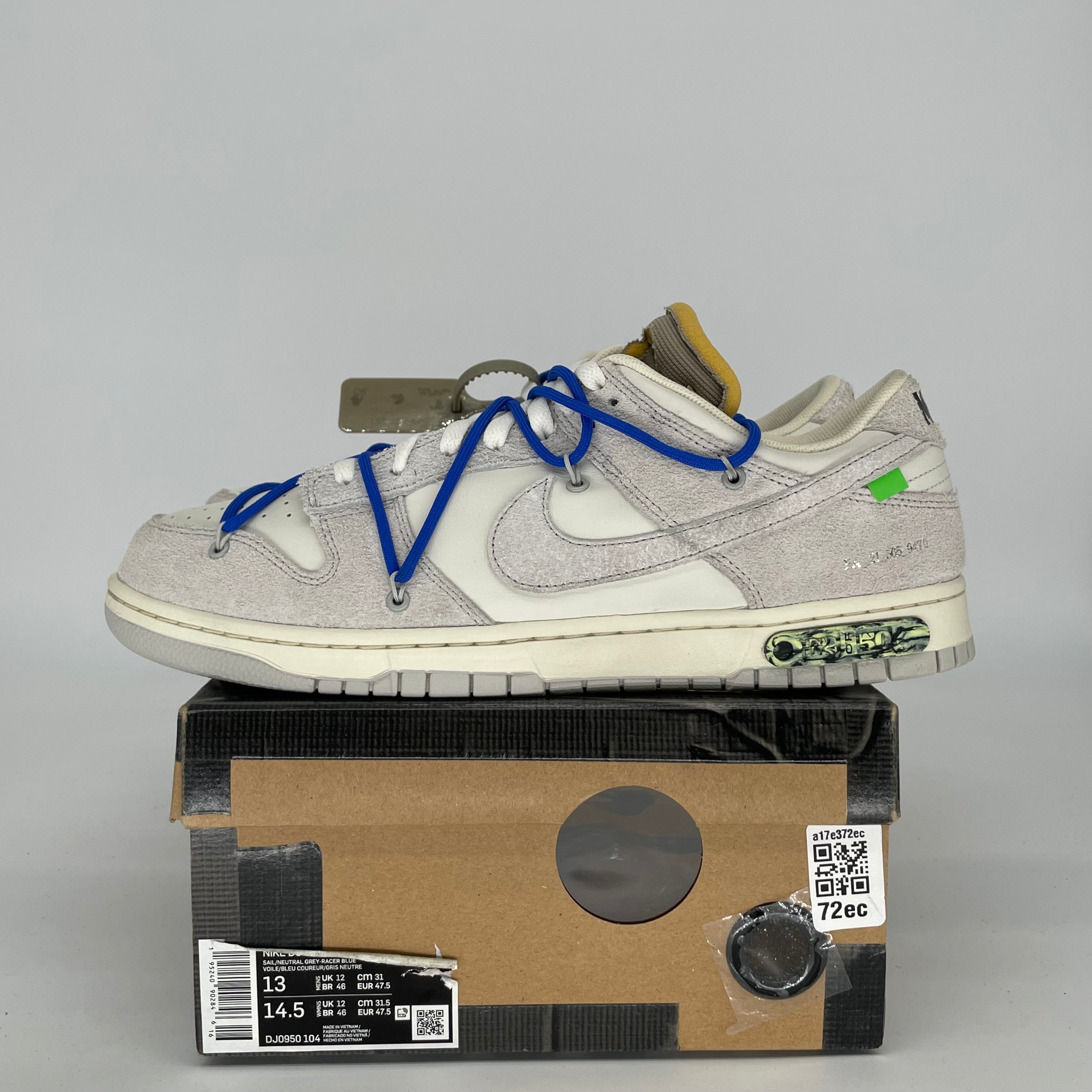 NIKE DUNK LOW OFF WHITE LOT 32 SIZE 13 DJ0950-104