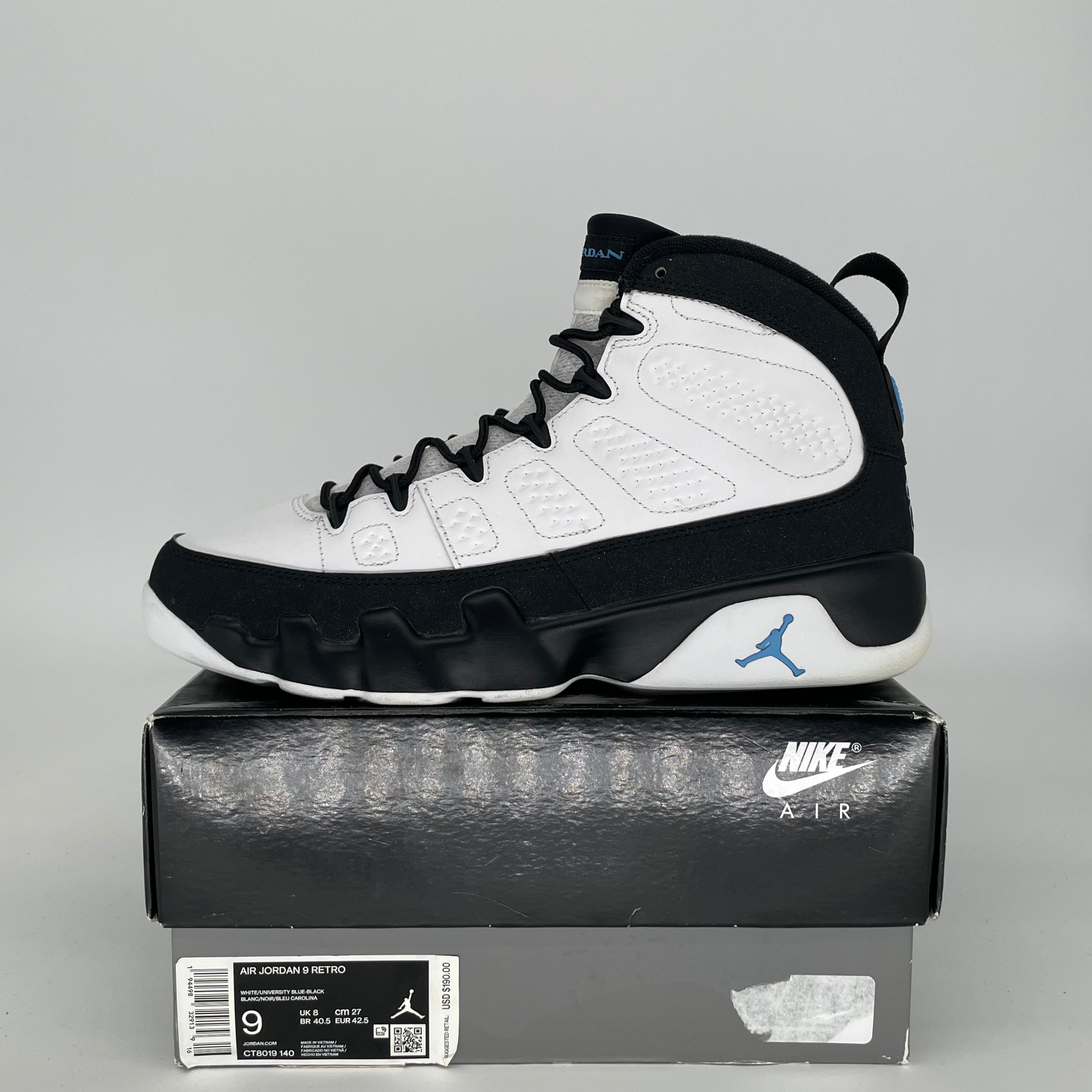 AIR JORDAN 9 UNIVERSITY BLUE SIZE 9 CT8019-140