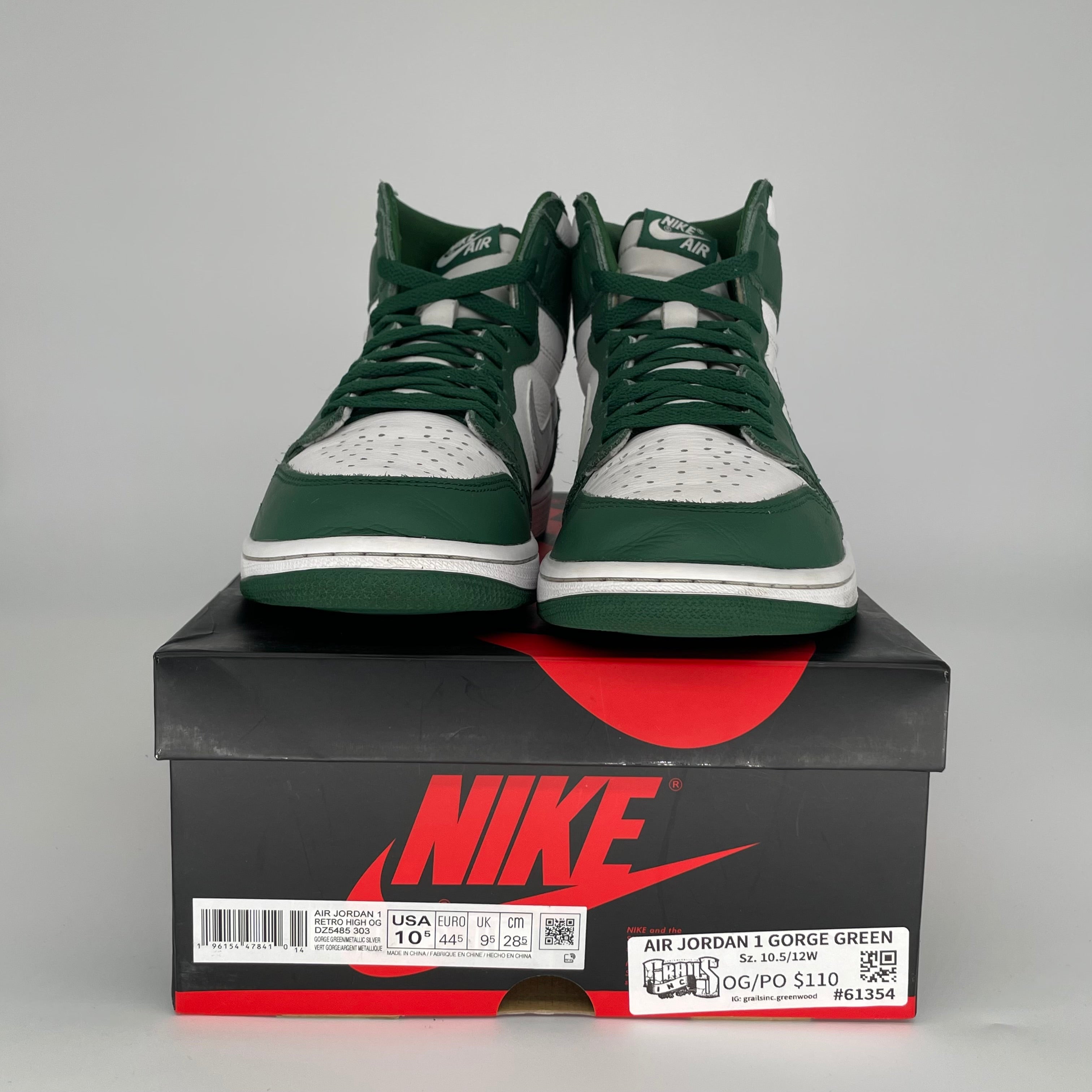 AIR JORDAN 1 GORGE GREEN SIZE 10.5 DZ5485-303