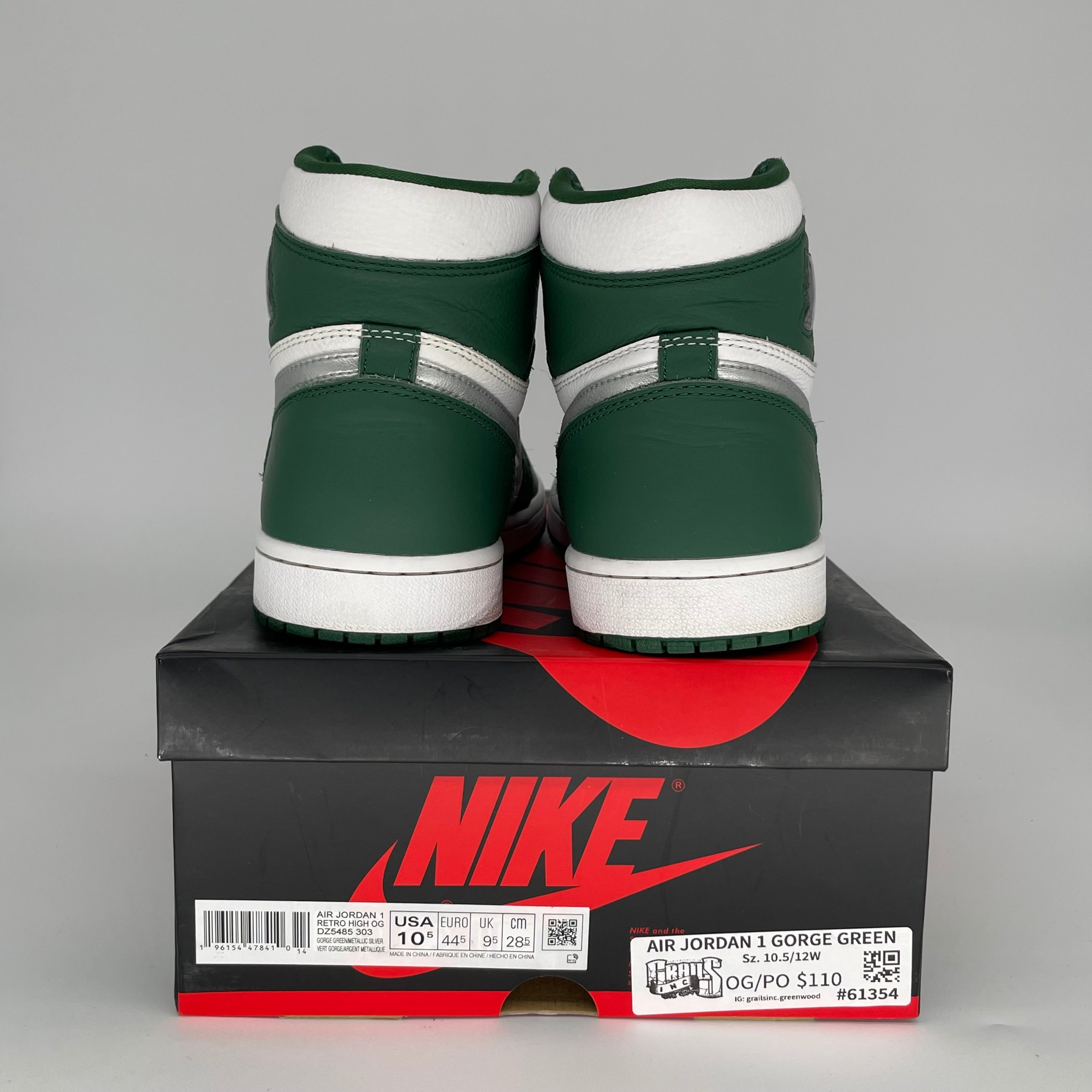 AIR JORDAN 1 GORGE GREEN SIZE 10.5 DZ5485-303