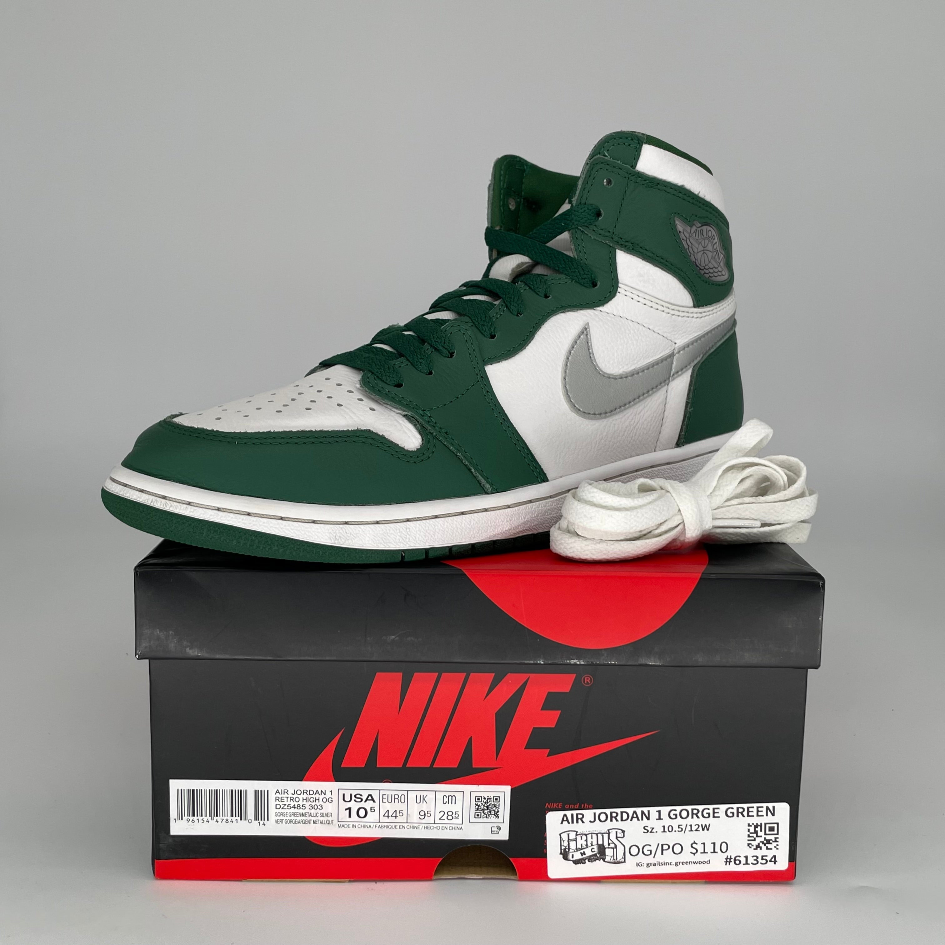 AIR JORDAN 1 GORGE GREEN SIZE 10.5 DZ5485-303