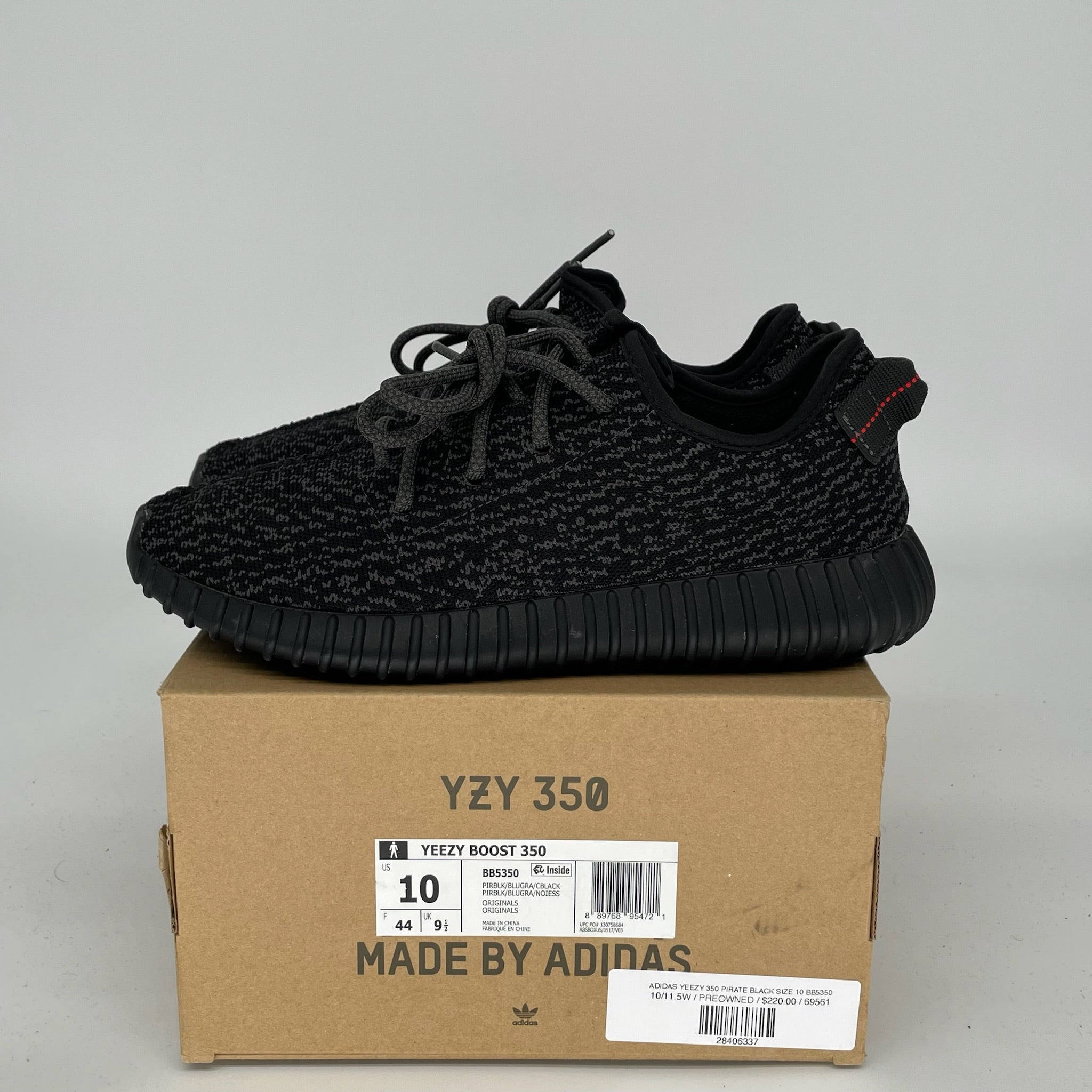 ADIDAS YEEZY 350 PIRATE BLACK SIZE 10 BB5350