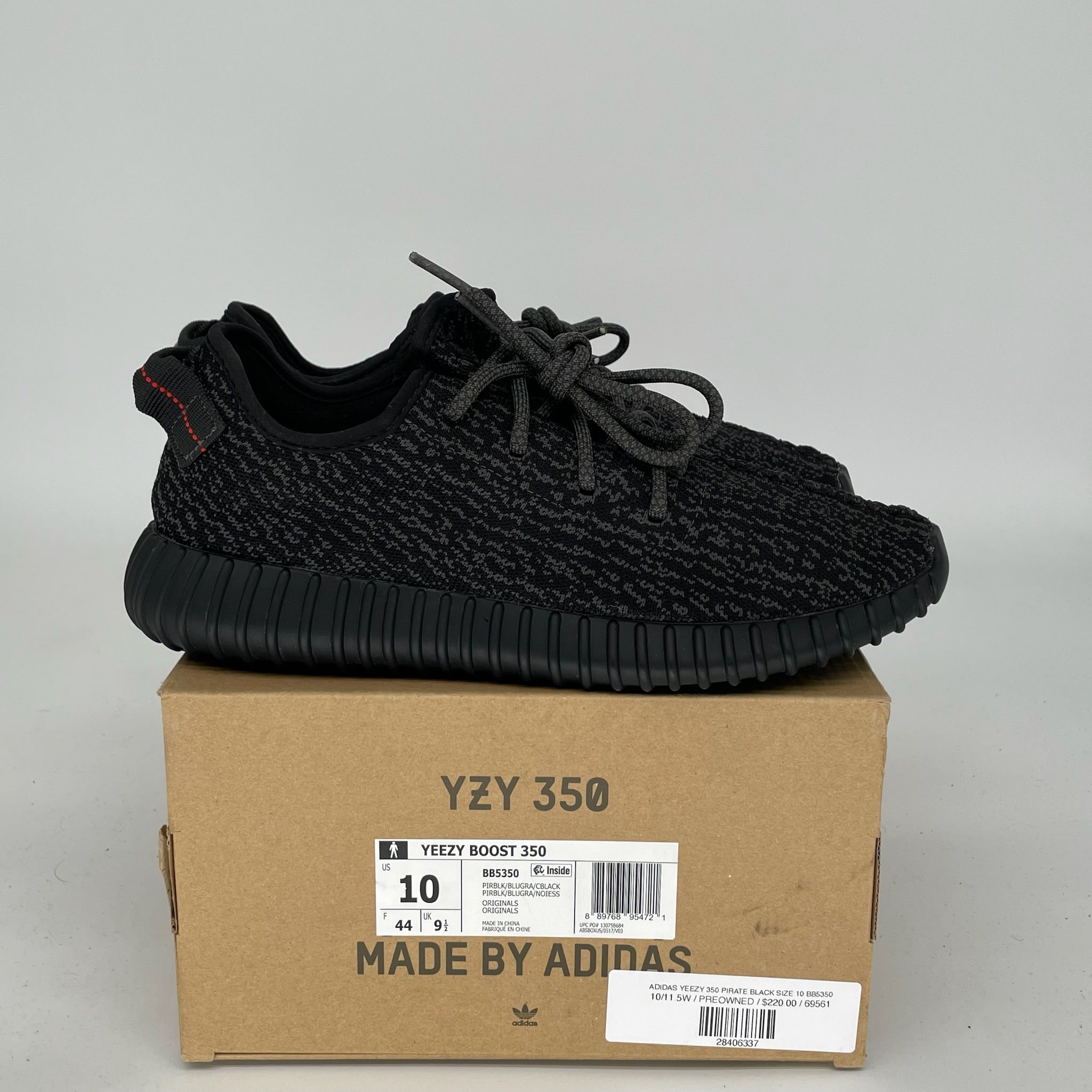 ADIDAS YEEZY 350 PIRATE BLACK SIZE 10 BB5350