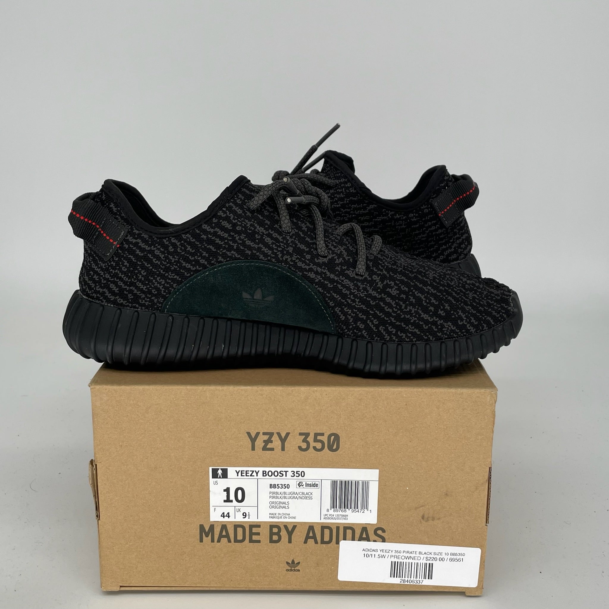 ADIDAS YEEZY 350 PIRATE BLACK SIZE 10 BB5350