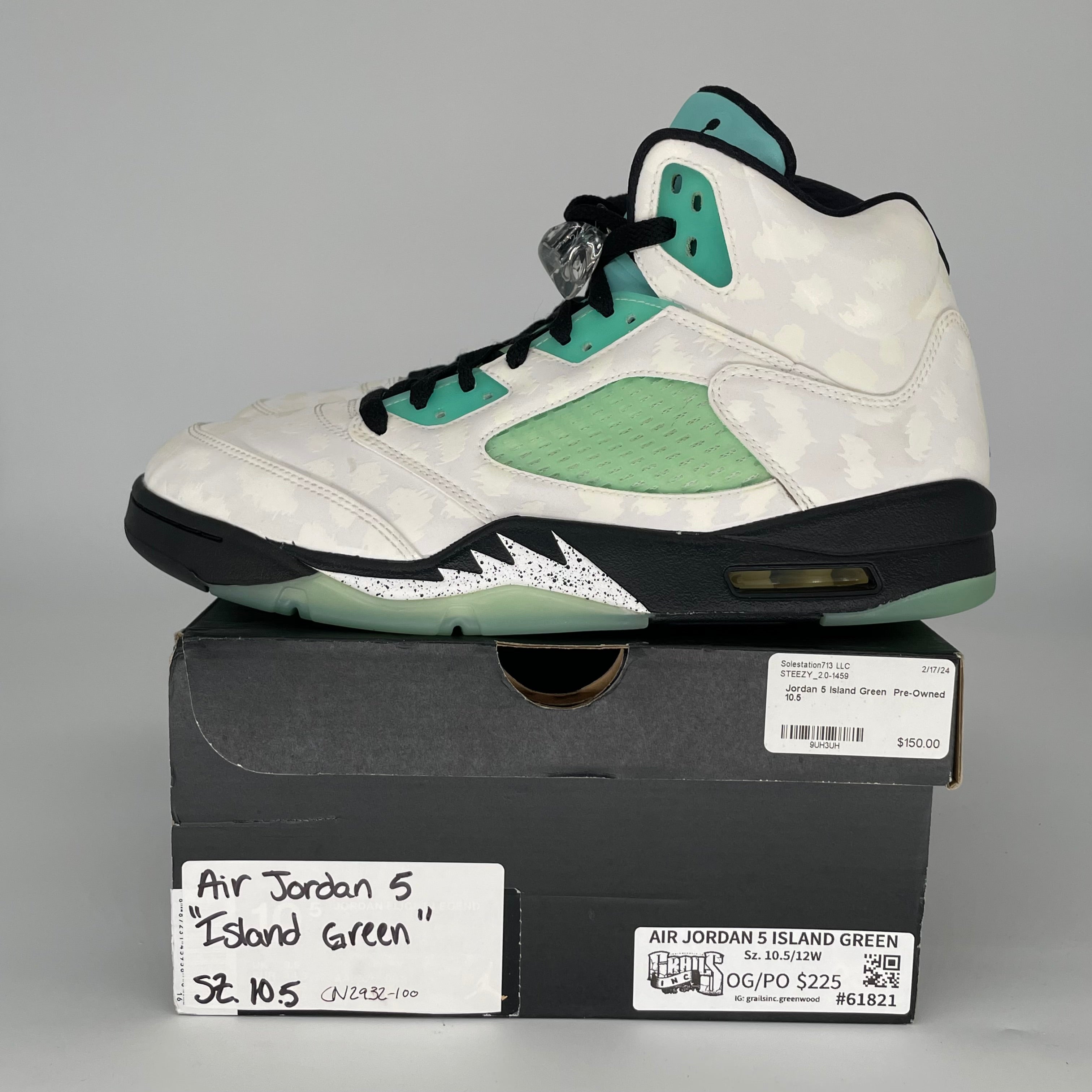 AIR JORDAN 5 ISLAND GREEN SIZE 10.5 CN2932-100