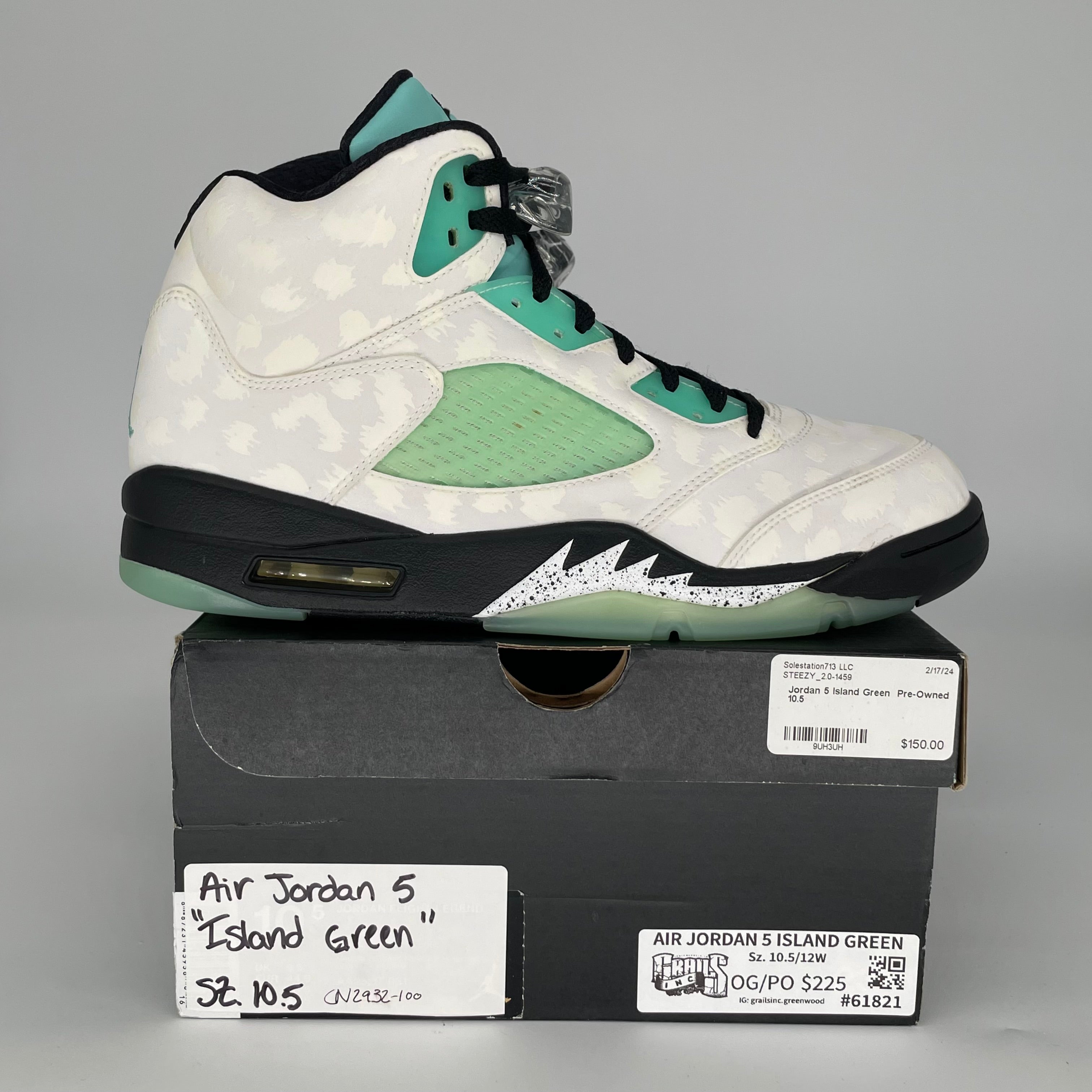 AIR JORDAN 5 ISLAND GREEN SIZE 10.5 CN2932-100