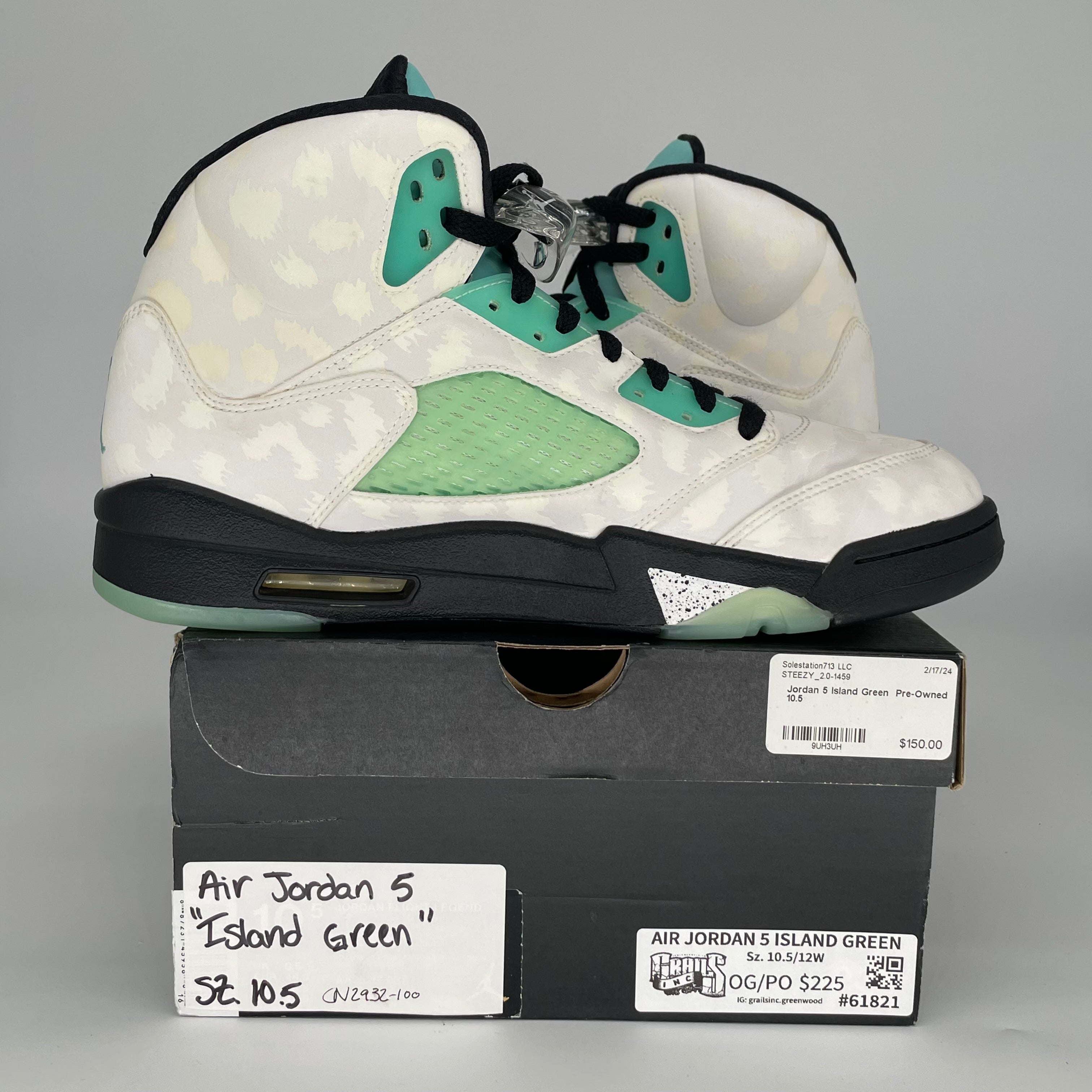 AIR JORDAN 5 ISLAND GREEN SIZE 10.5 CN2932-100