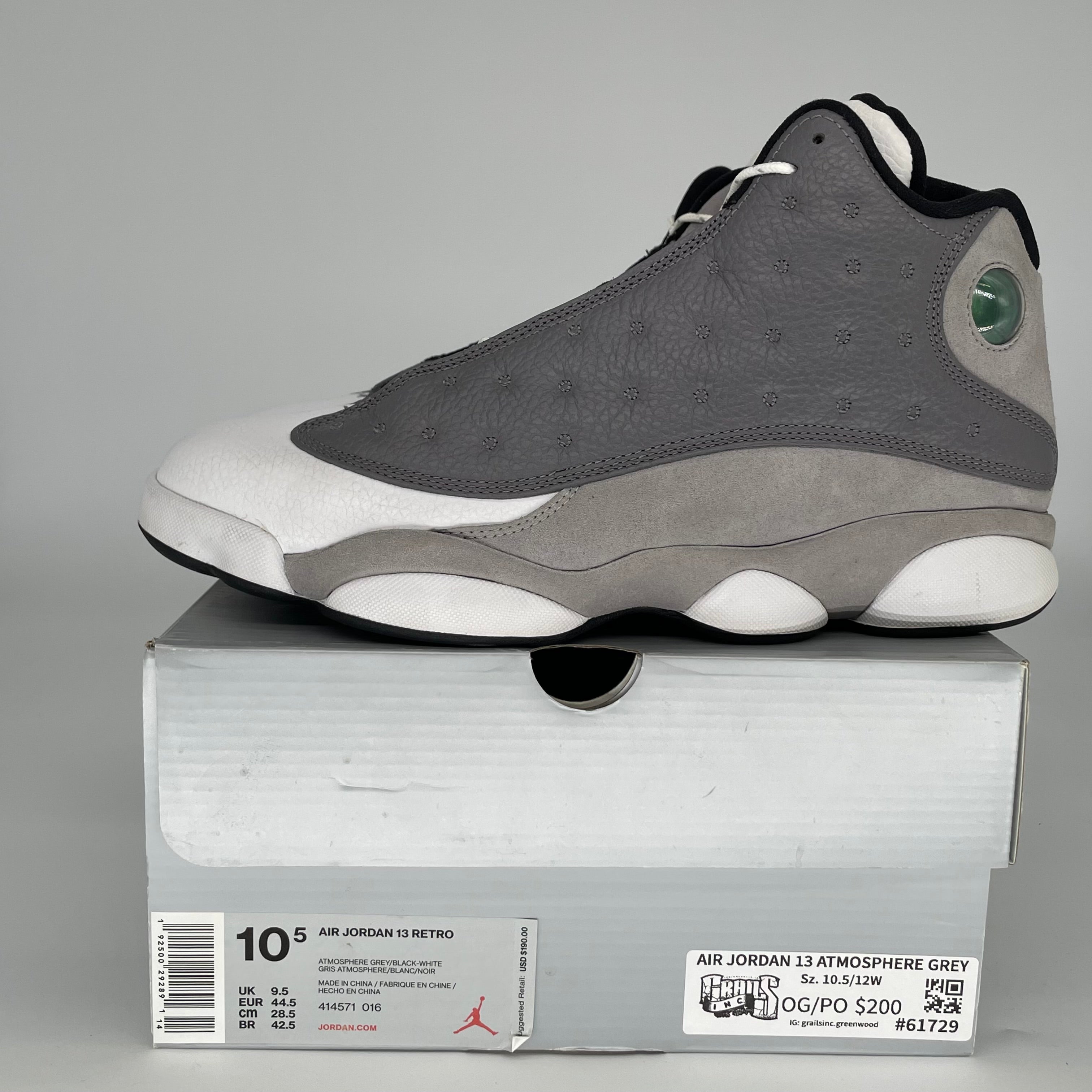 AIR JORDAN 13 ATMOSPHERE GREY SIZE 10.5 414571-016