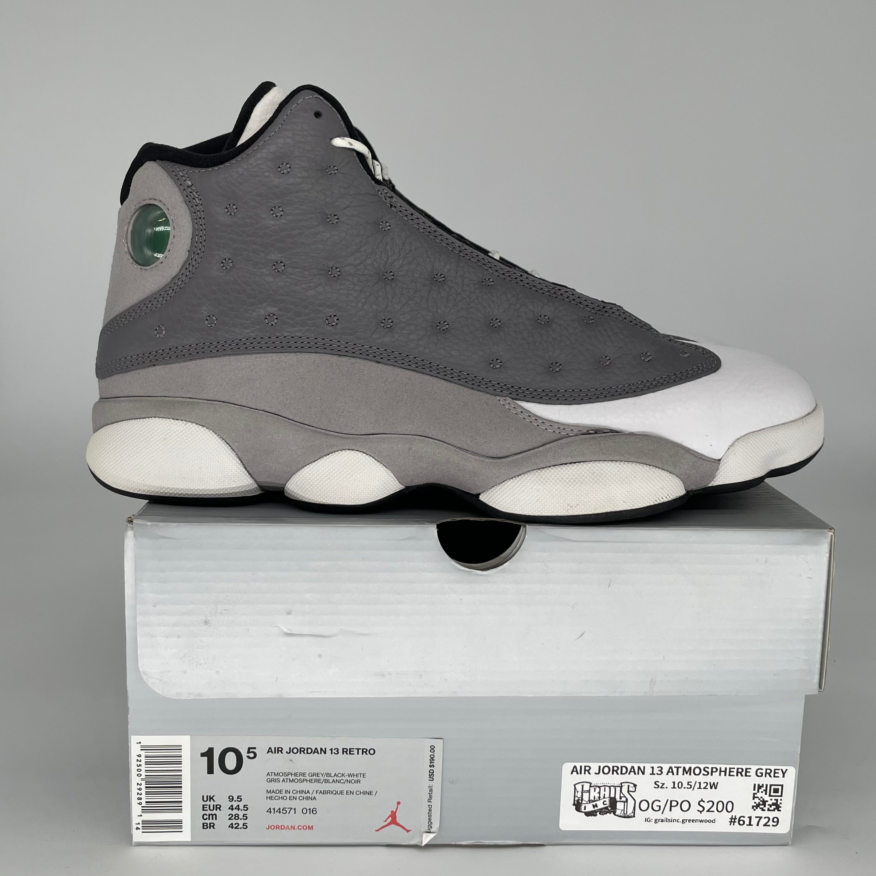 AIR JORDAN 13 ATMOSPHERE GREY SIZE 10.5 414571-016