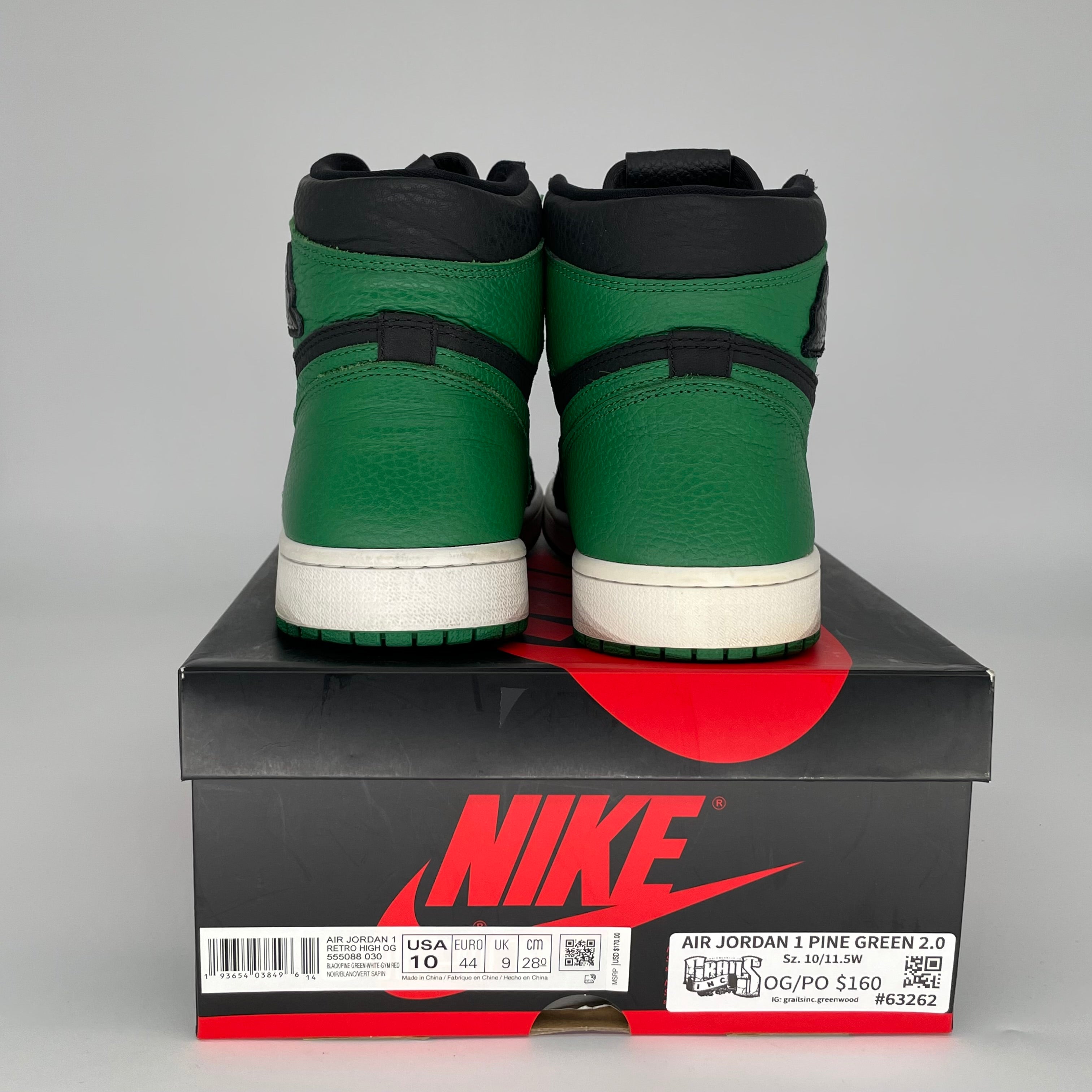 AIR JORDAN 1 PINE GREEN 2.0 SIZE 10 555088-030