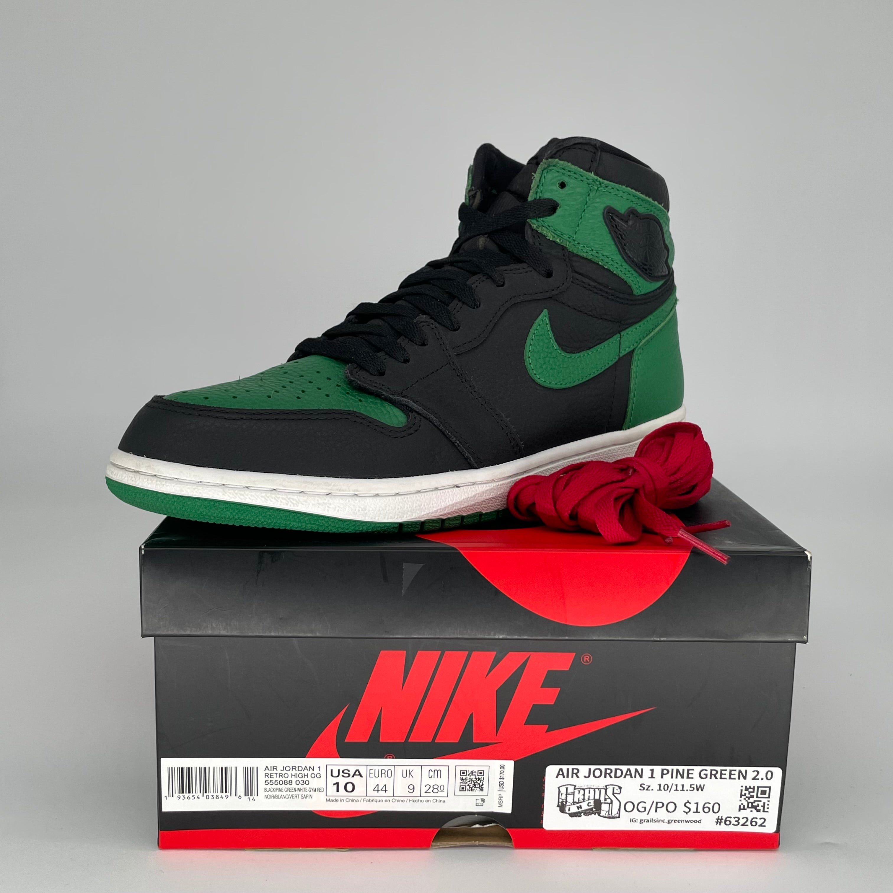 AIR JORDAN 1 PINE GREEN 2.0 SIZE 10 555088-030