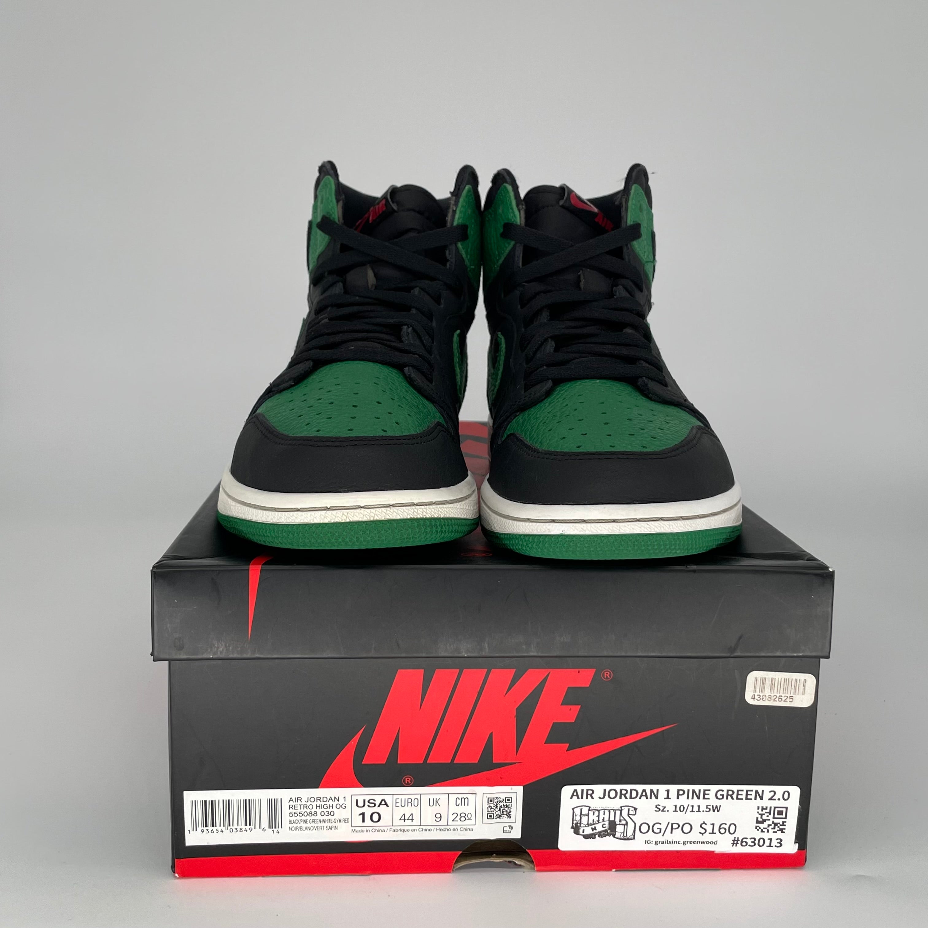 AIR JORDAN 1 PINE GREEN 2.0 SIZE 10 555088-030