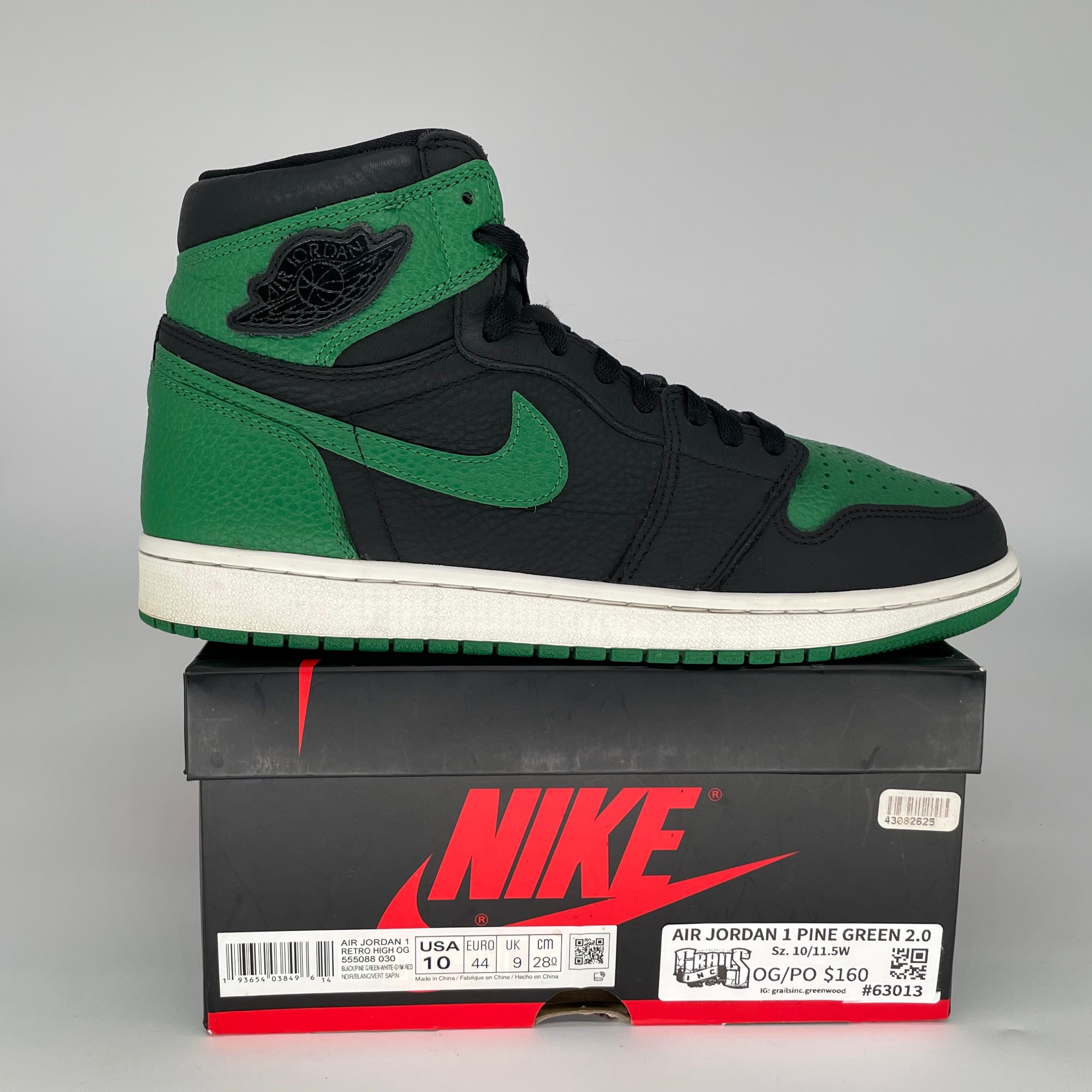 AIR JORDAN 1 PINE GREEN 2.0 SIZE 10 555088-030