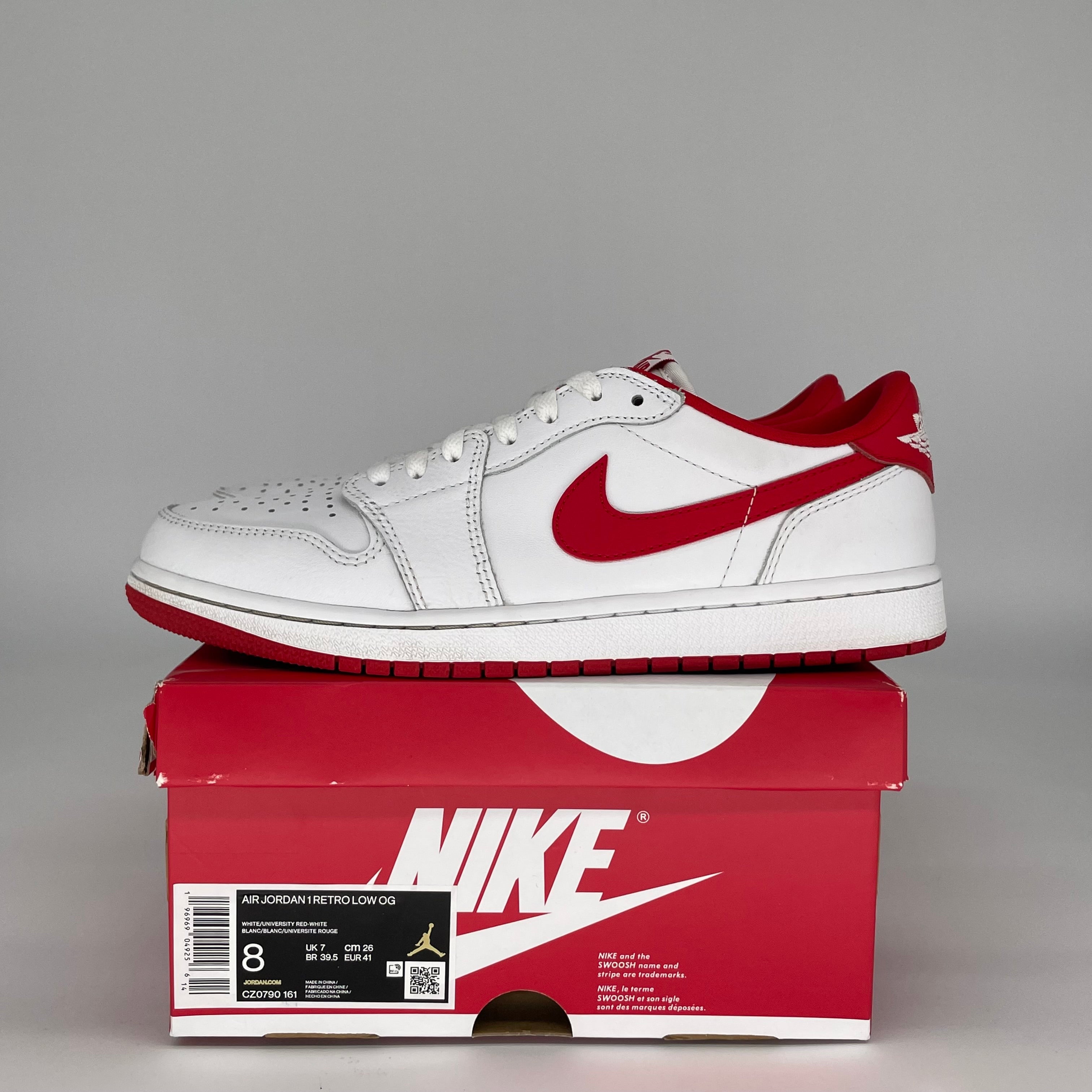 AIR JORDAN 1 LOW UNIVERSITY RED SIZE 8 CZ0790-161