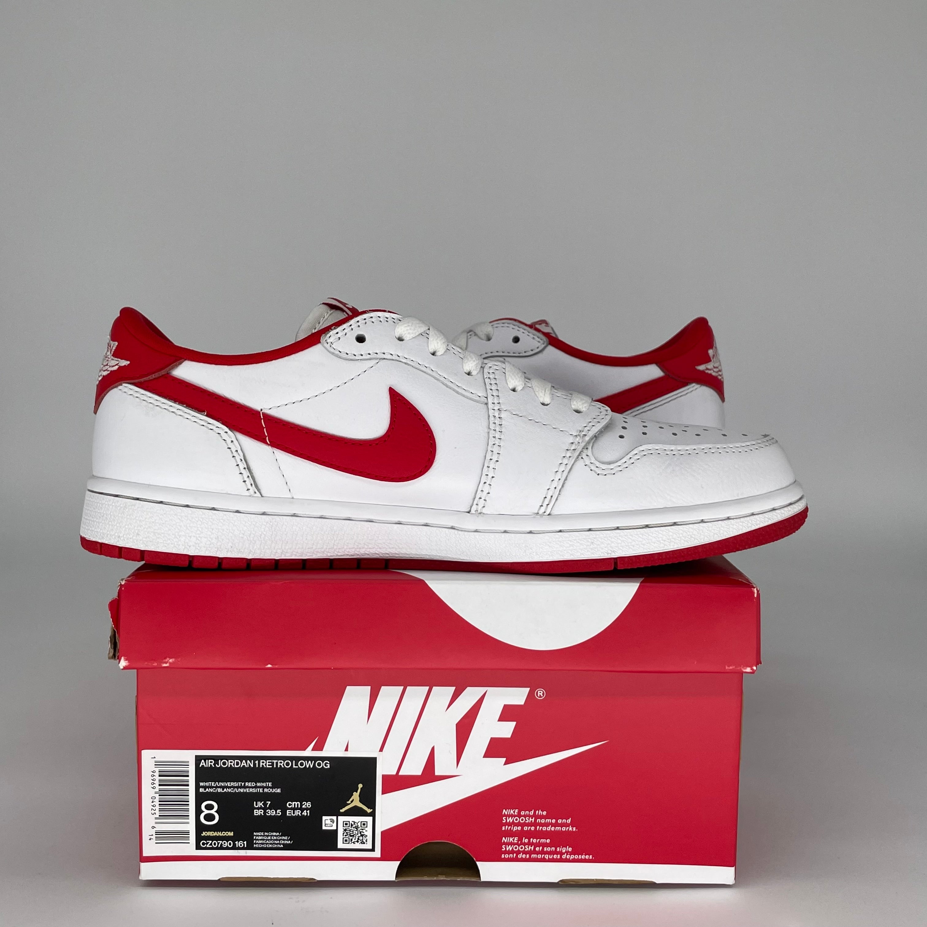 AIR JORDAN 1 LOW UNIVERSITY RED SIZE 8 CZ0790-161