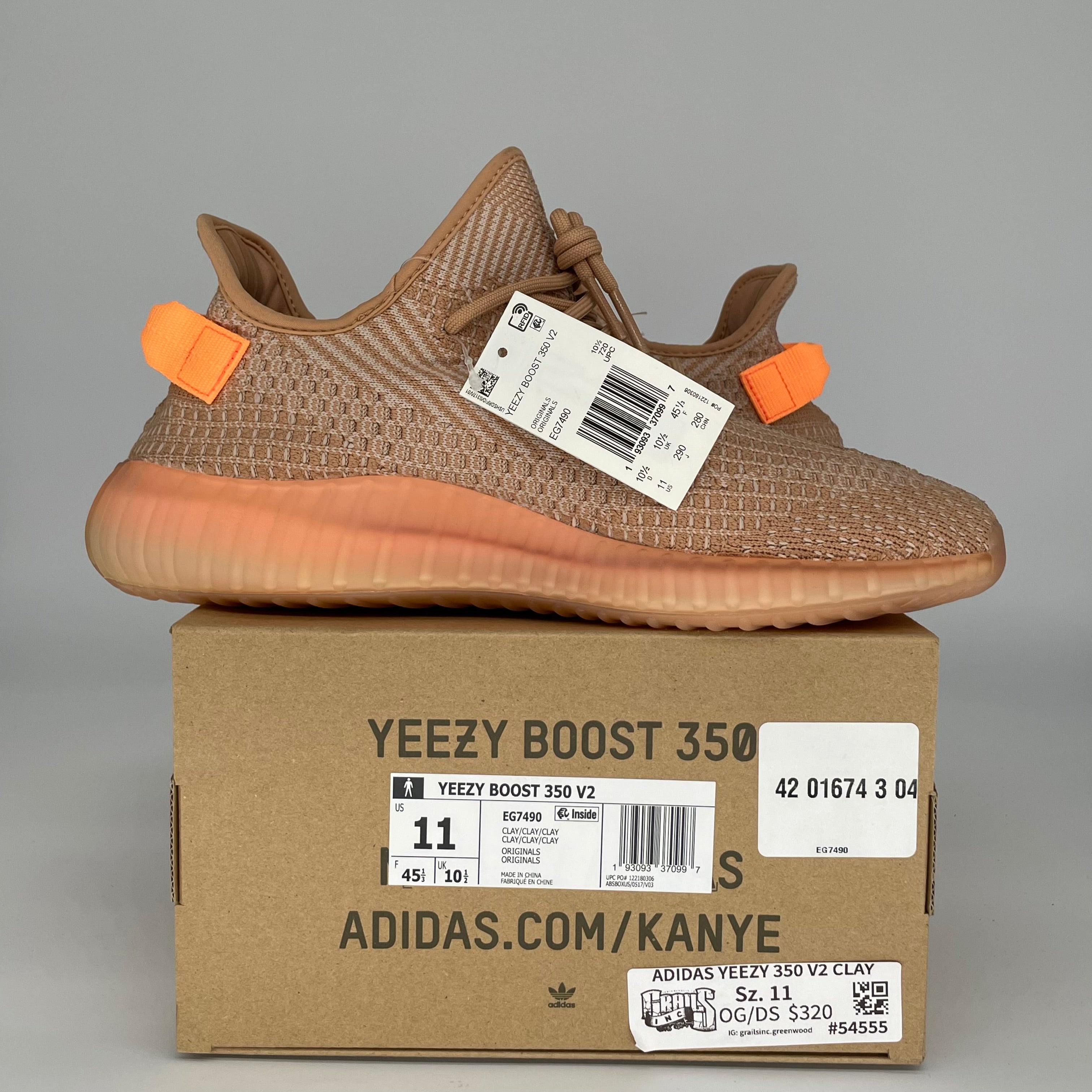 ADIDAS YEEZY 350 V2 CLAY SIZE 11 EG7490