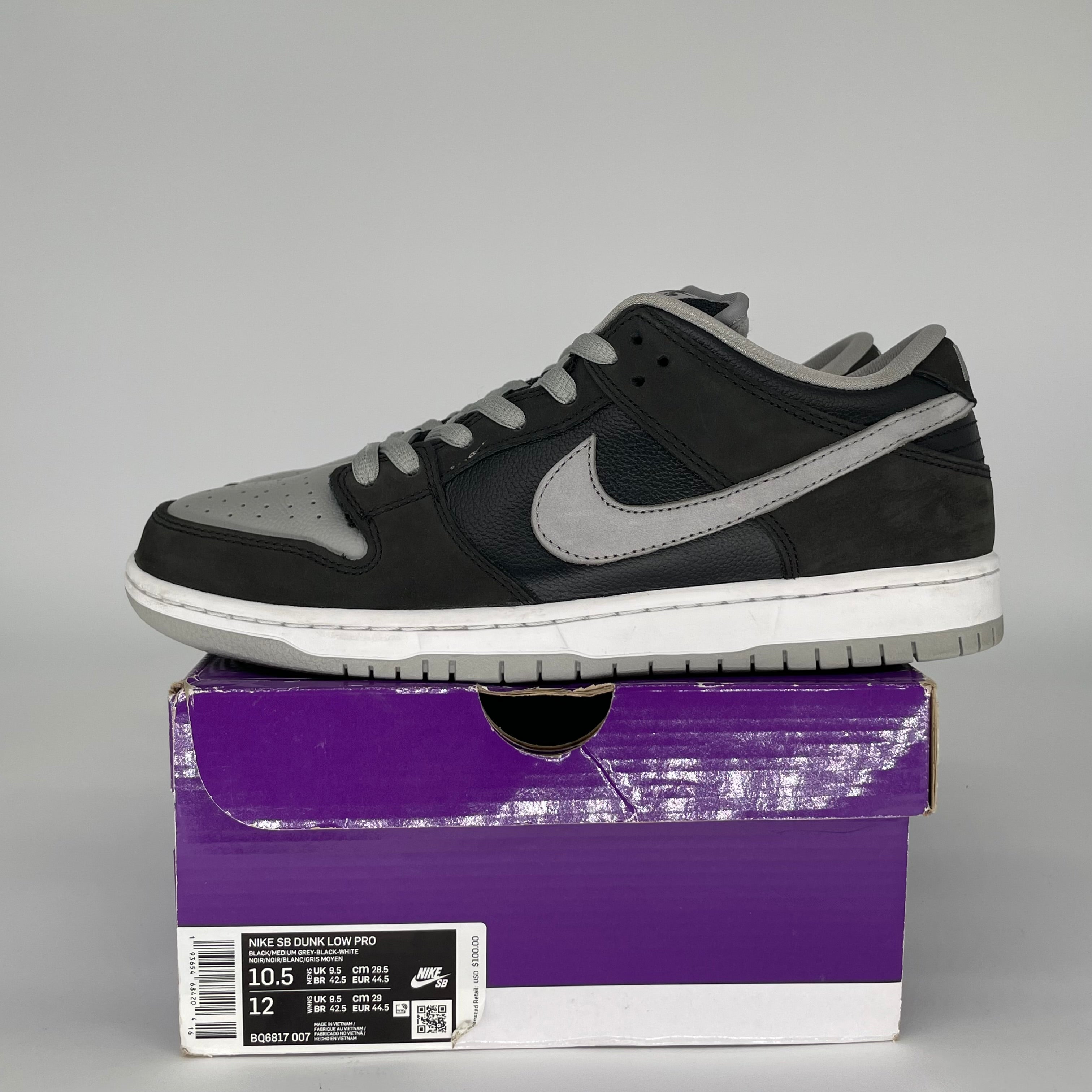 NIKE SB DUNK LOW J PACK SHADOW SIZE 10.5 BQ6817-007