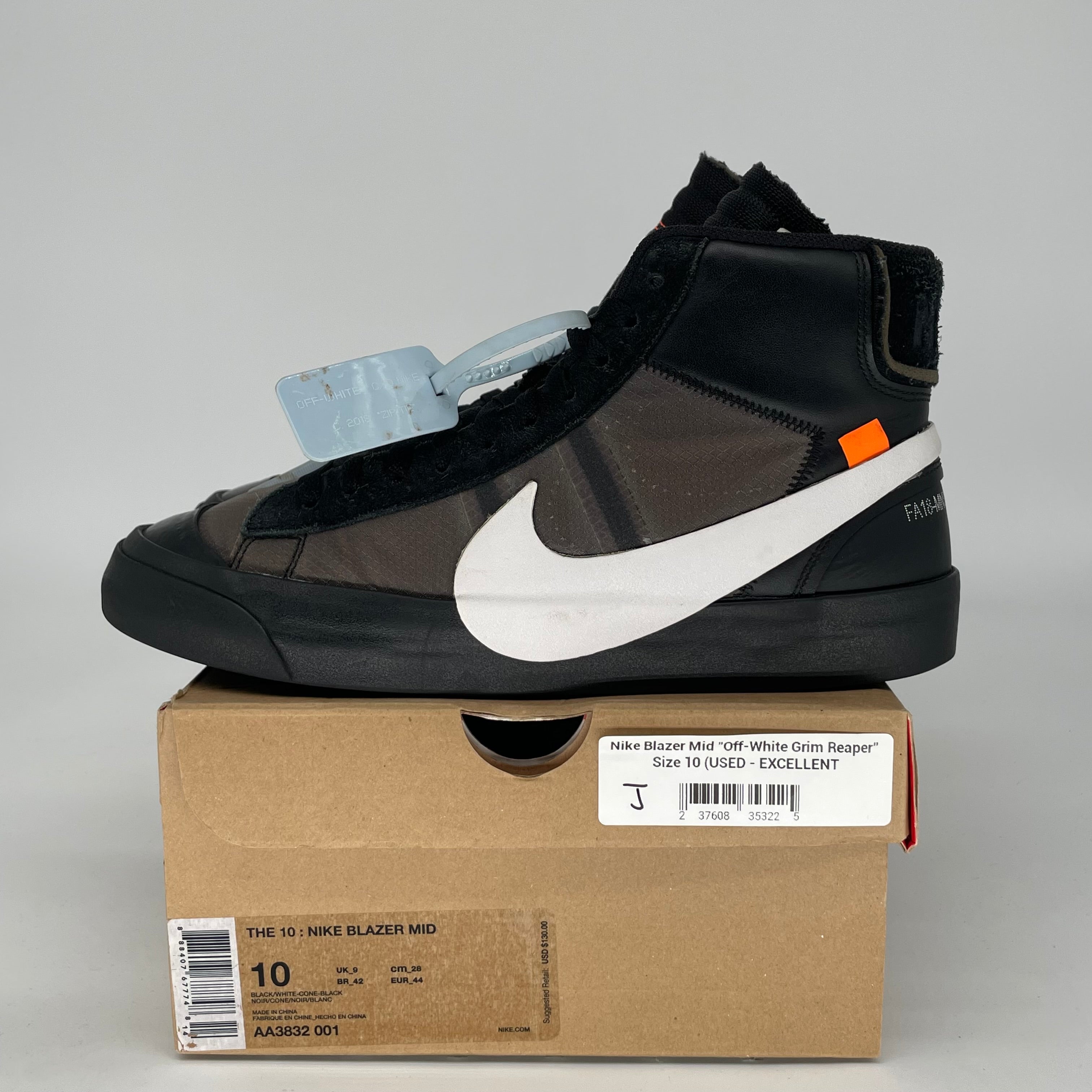 NIKE BLAZER MID OFF WHITE GRIM REAPER SIZE 10 AA3832-001